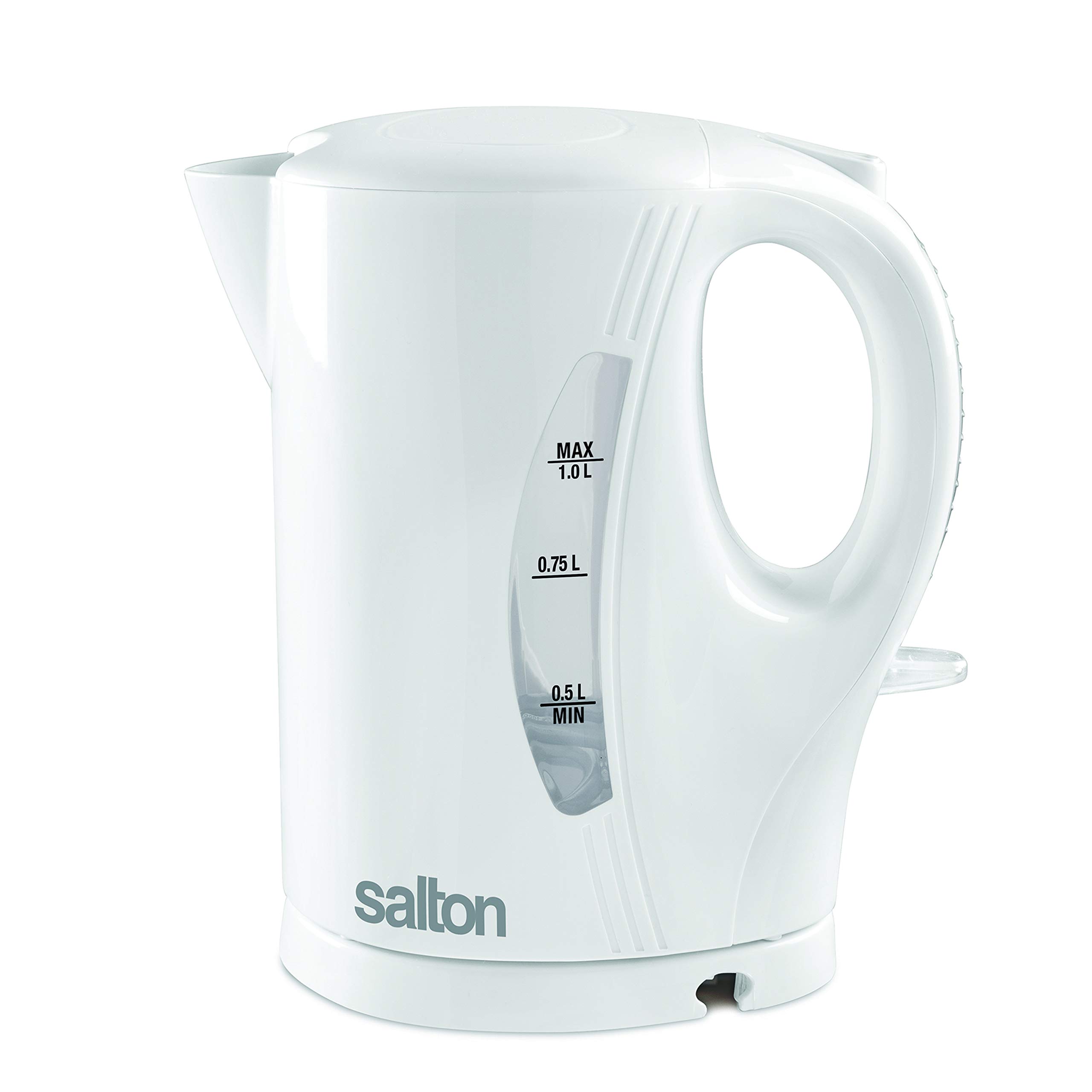 Salton Electric Cordless Jug Kettle - 1 Liter/1.7 Quart Stainless Steel Water Boiler - Fast Heating & Auto Shut-Off - Perfect for Tea, Coffee & Instant Meals - White
