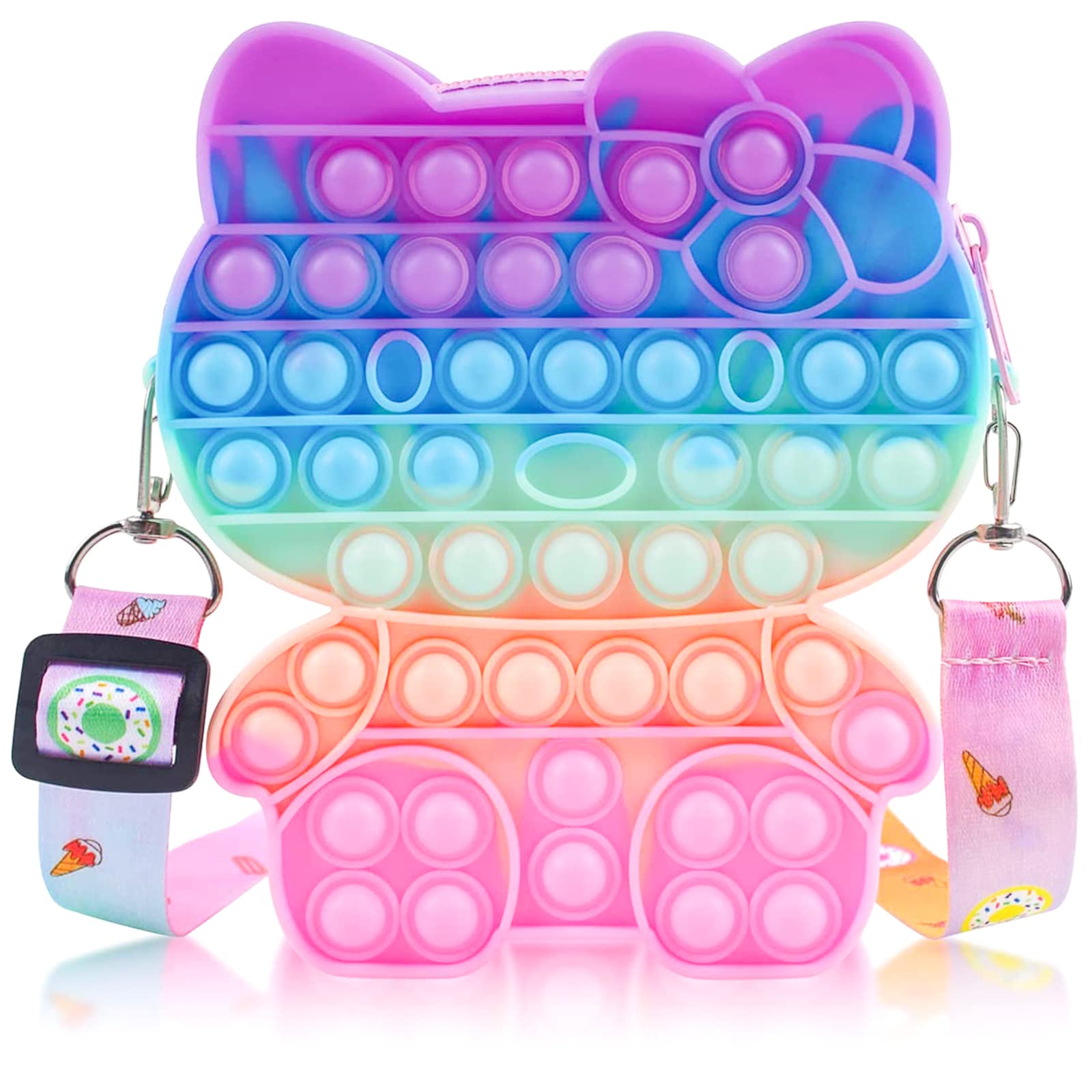 Hello Kitty Pop Fidget Crossbody Shoulder Bag - Stress Relief Silicone Bubble Popper Toy for Girls & Kids | Fun Sensory Play, Travel Companion, and Anxiety Relief Accessory