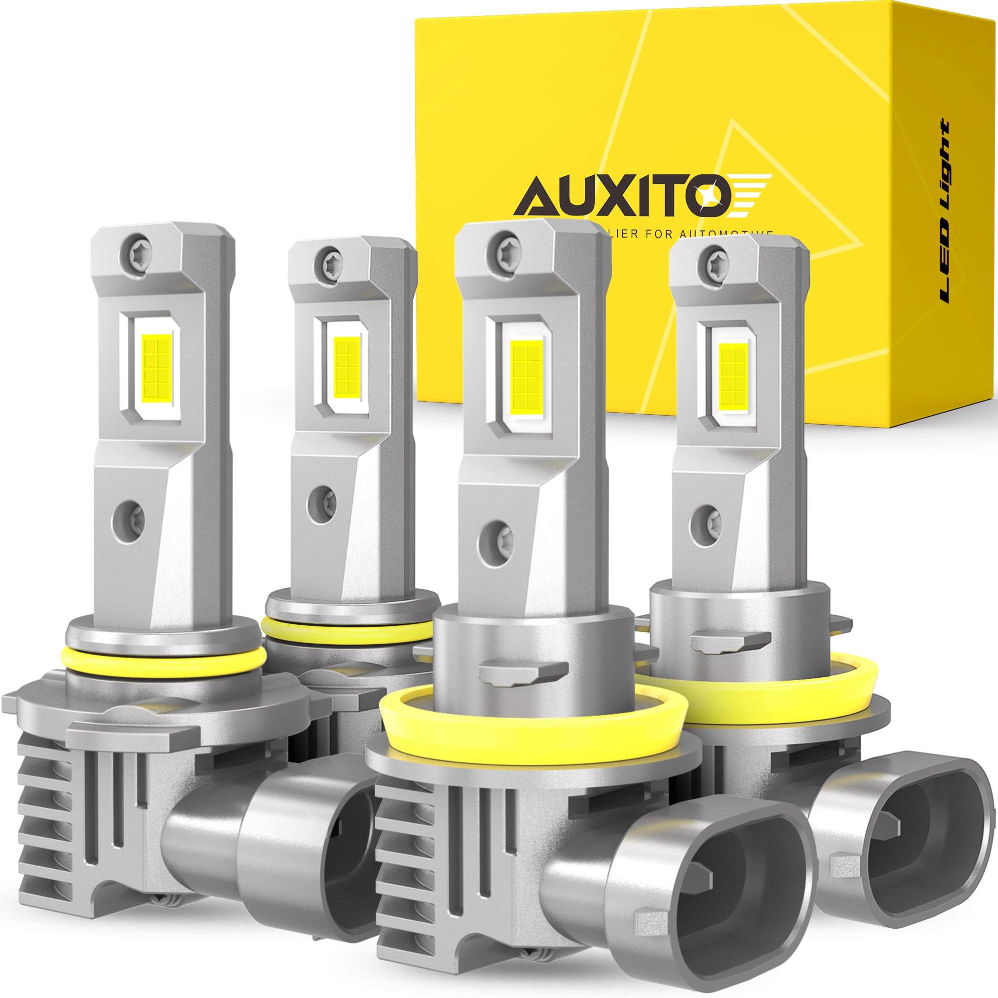 AUXITO 9005/HB3 H11/H8/H9 LED Bulb Combo - 9000LM 6500K Cool White, 40W Fanless, 2 Pairs - Perfect for Car Headlights, Fog Lights & Off-Road Lighting