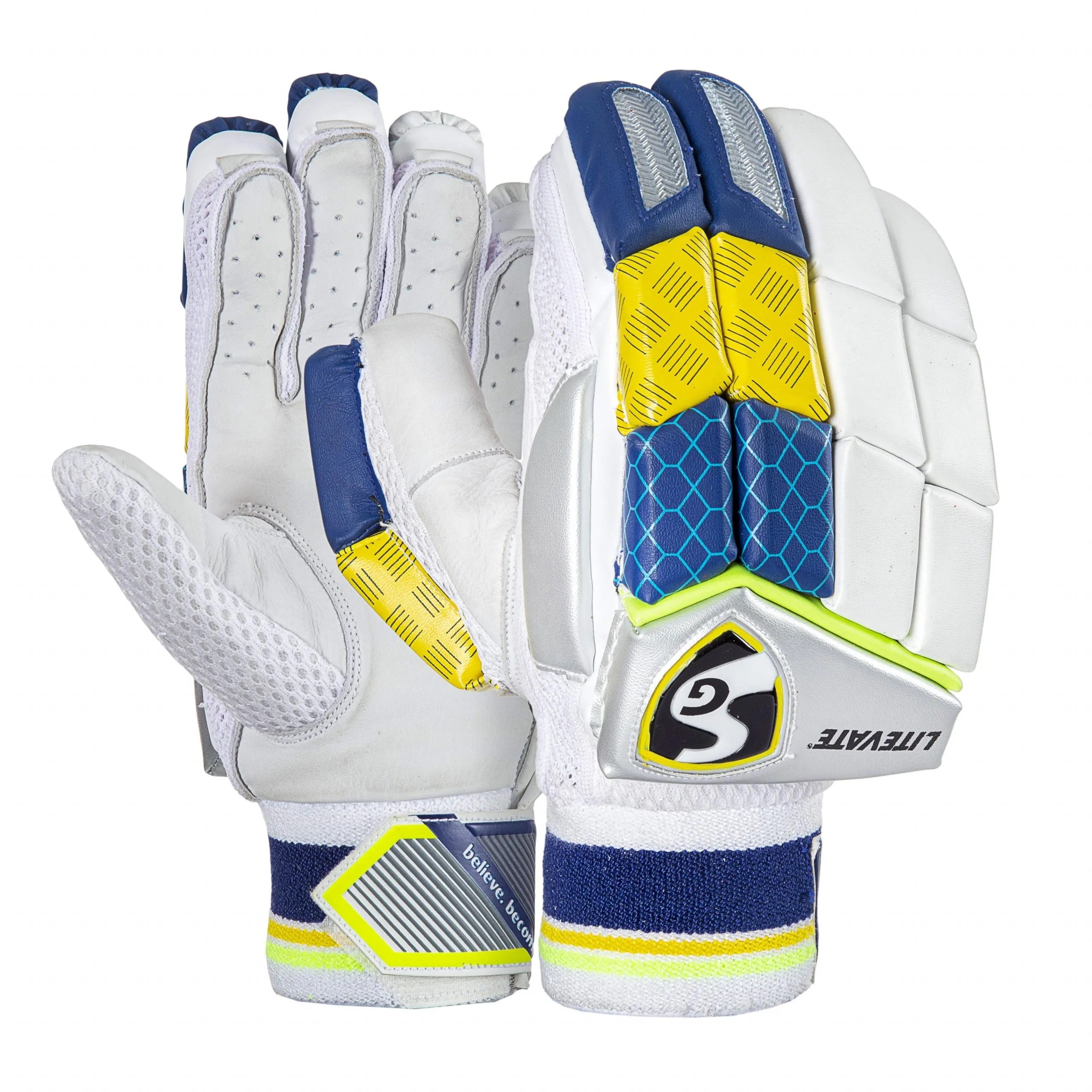 SG Litevate Cricket Batting Gloves - Premium Leather Protection for Cricket Players - Perfect for Practice, Training & Competitive Matches