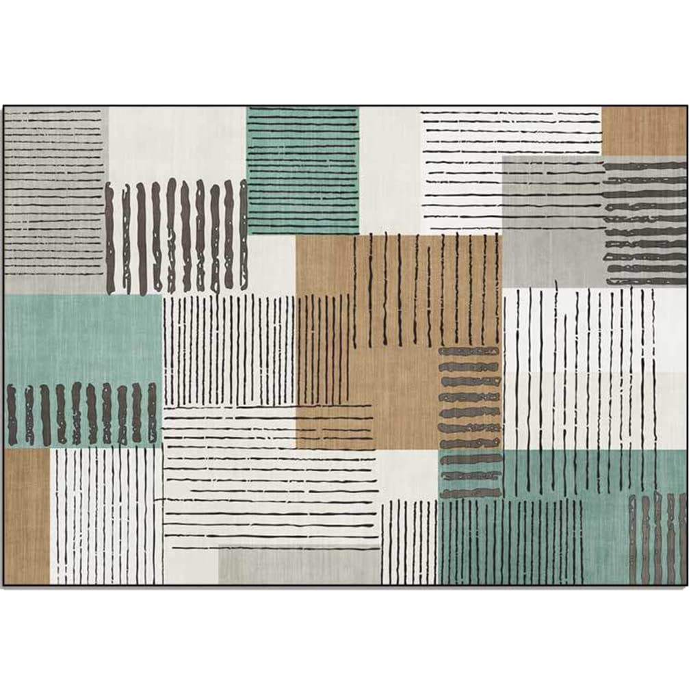 Modern Abstract Geometric Checkered Area Rug - Non-Slip Indoor Outdoor Carpet for Bedroom, Living Room, Kitchen - 3'x5' Rectangle Runner Rug - Home Décor for Cozy Spaces & High-Traffic Areas