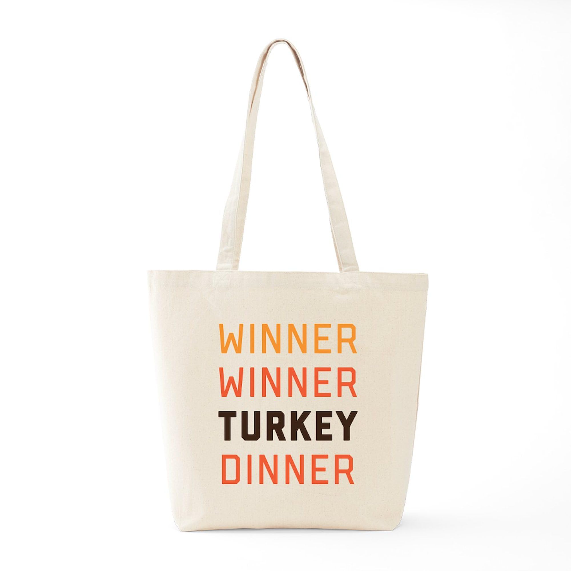 Winner Winner Turkey Dinner Tote Bag - Natural Canvas Reusable Shopping Bag for Groceries, Beach & Holiday Gifts | Eco-Friendly & Durable