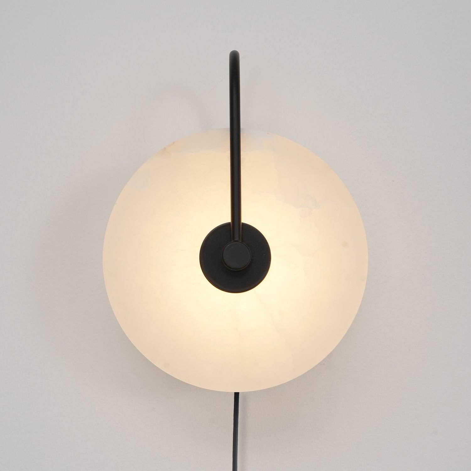 Alabaster LED Plug-In Wall Sconce Light - Modern Plug In Wall Lamp for Bedroom, Living Room, and Hallway Lighting