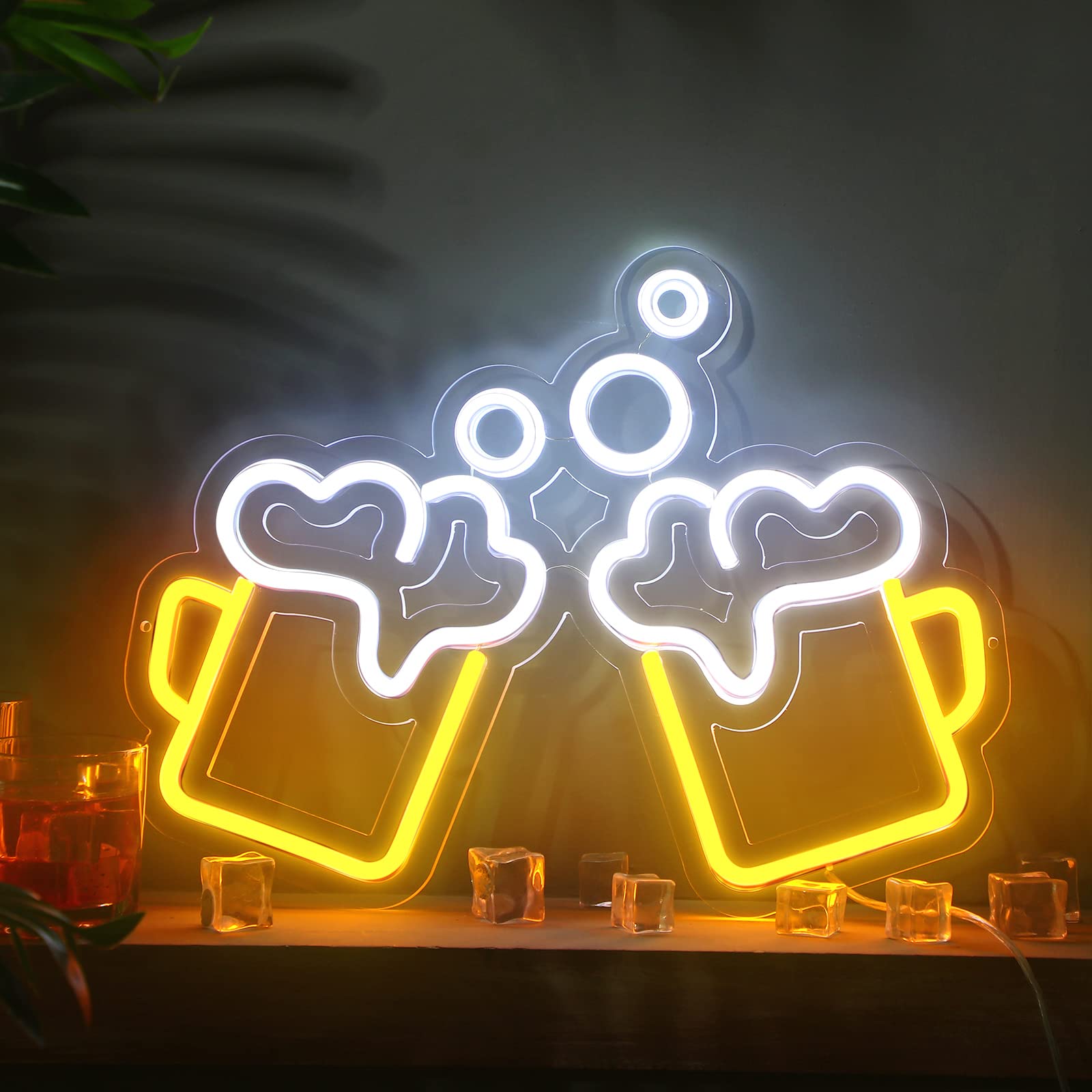 Dimmable LED Beer Neon Sign - Customizable Bar Wall Decor for Pubs, Nightclubs & Game Rooms | Perfect Gift for Beer Lovers & Homebrew Enthusiasts | Ideal for Man Caves, Basement Bars & Sports Viewing Parties