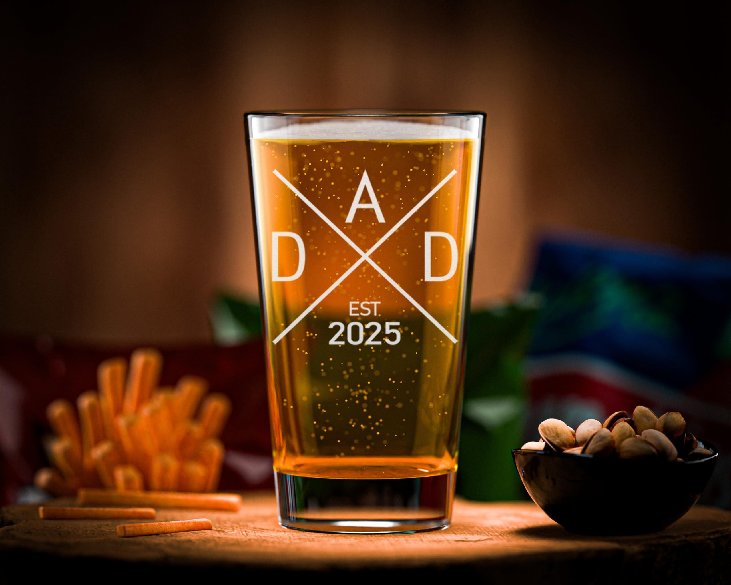 2025 Established Dad Pregnancy Announcement Beer Pint - First Time Father Gift for New Dads - Perfect for Baby Reveal Parties & Father's Day Celebrations