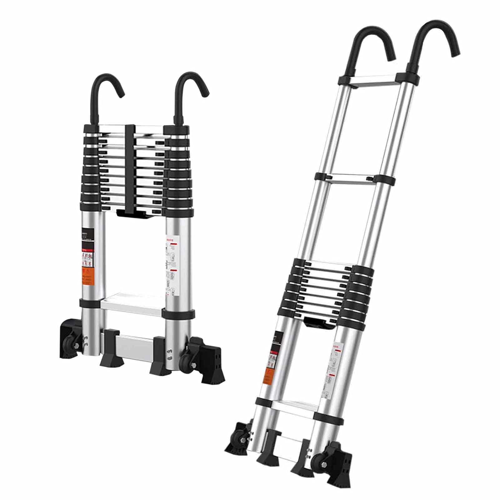 **11.5FT Telescoping Ladder with Hooks & 80mm Wide Steps - Folding Extension Ladder for Outdoor Roof, Home, and DIY Projects - Multi-Purpose, Lightweight, and Portable (3.5M)**    *(Perfect for Roofing, Painting, Cleaning Gutters, and Home Repairs)*
