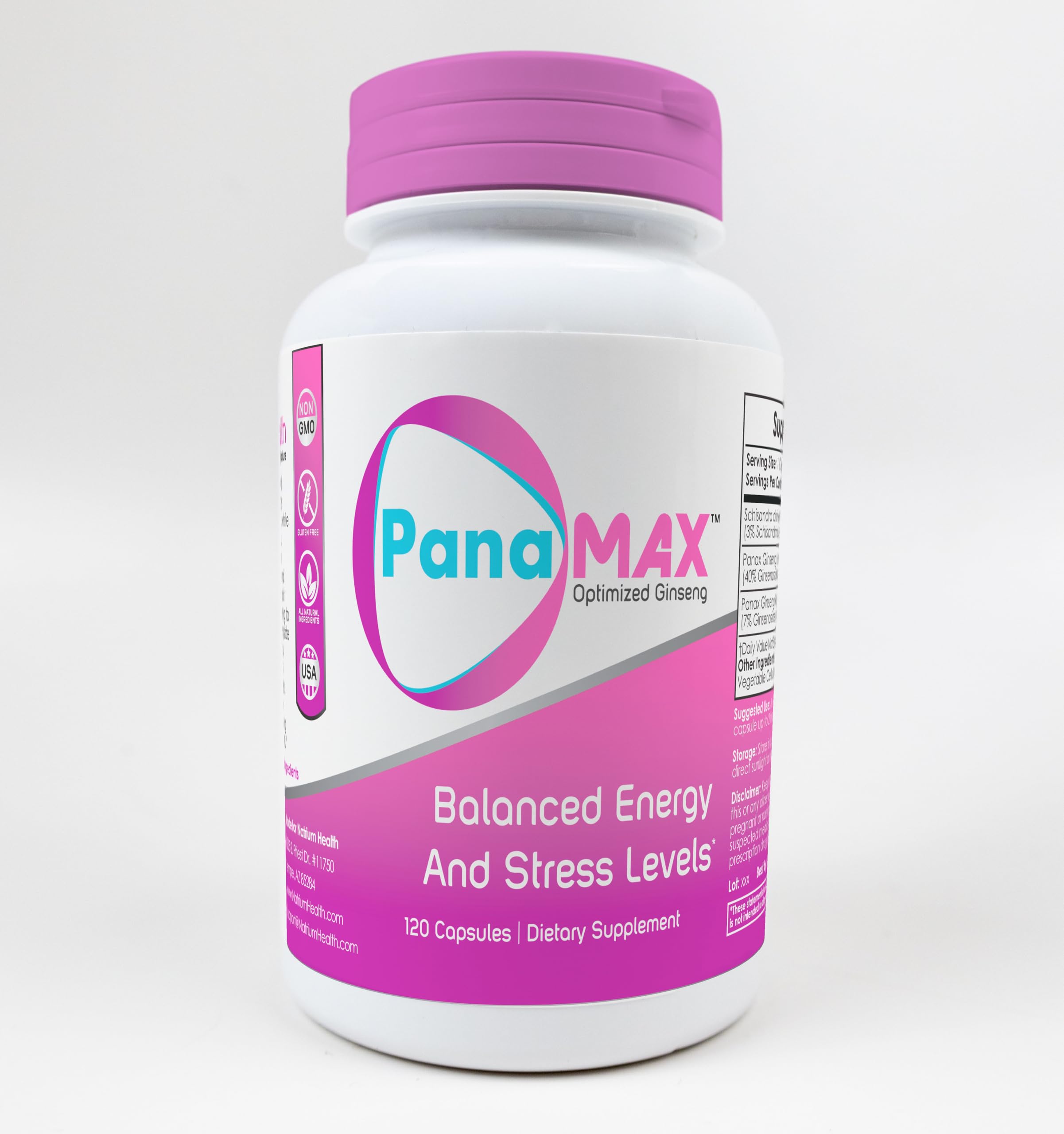 PanaMAX Capsules - 120 Count | Panax Ginseng & Schisandra Chinensis Extract | Natural Energy & Stress Support Supplement | Boost Focus & Vitality for Workouts, Study & Daily Performance