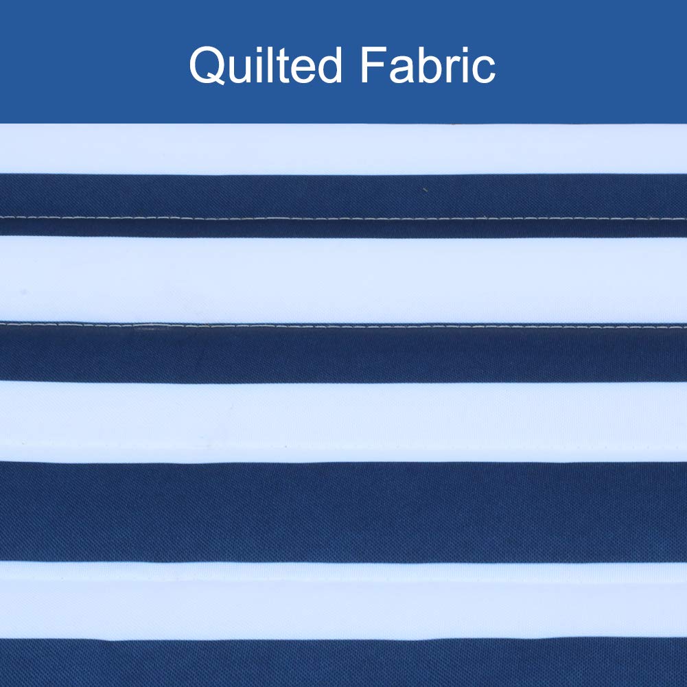 Premium Quilted Fabric Double Hammock with Pillow - Heavy Duty Hardwood Spreader Bar - Outdoor Hammock for 2 Adults - 450 lb Capacity - Navy Blue Stripe - Perfect for Patio, Garden, Pool & Beach Relaxation