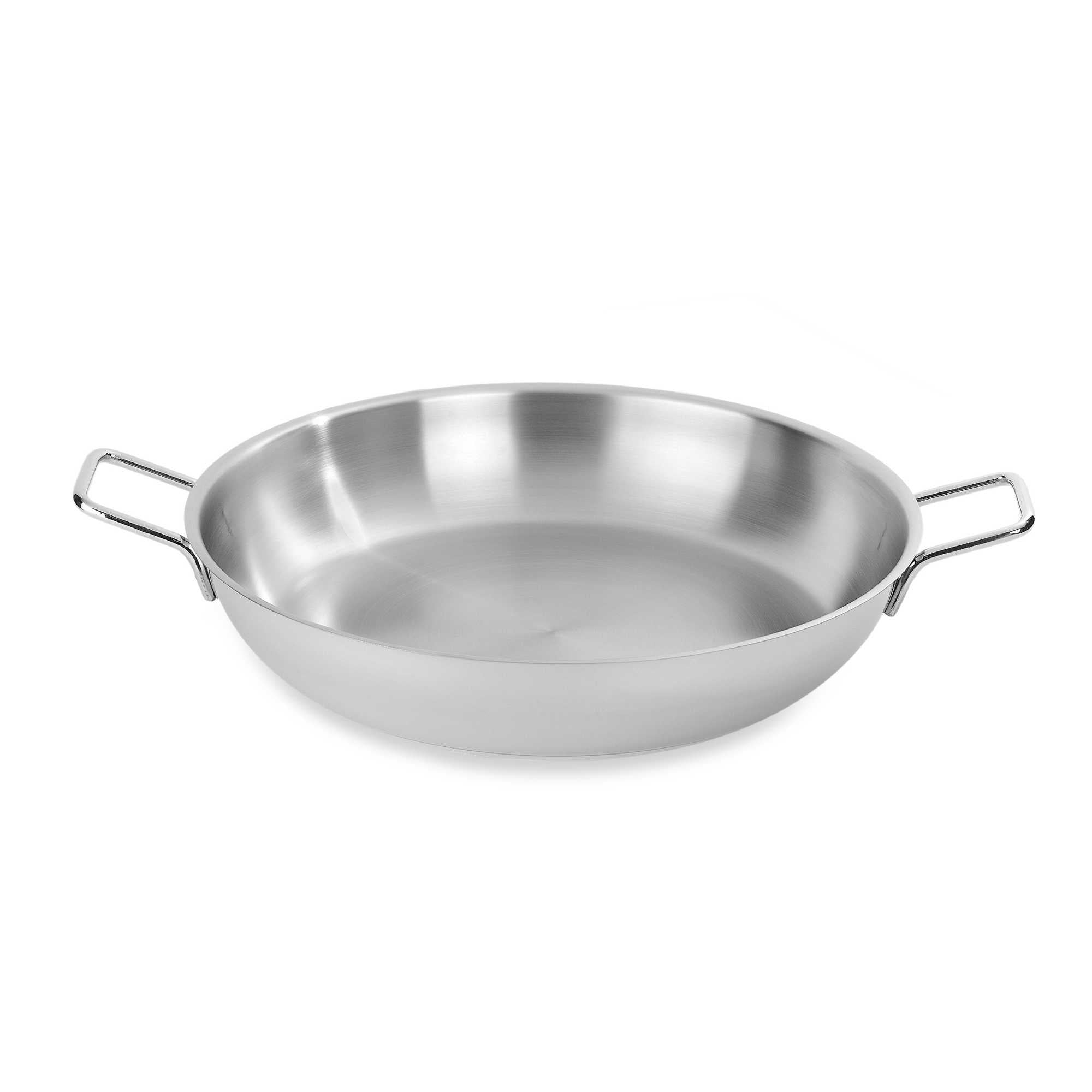 Demeyere Resto 14.8 Quart Professional Stainless Steel Paella Pan with Riveted Handle - Perfect for Spanish Rice Dishes, Seafood Cooking & Outdoor Gatherings