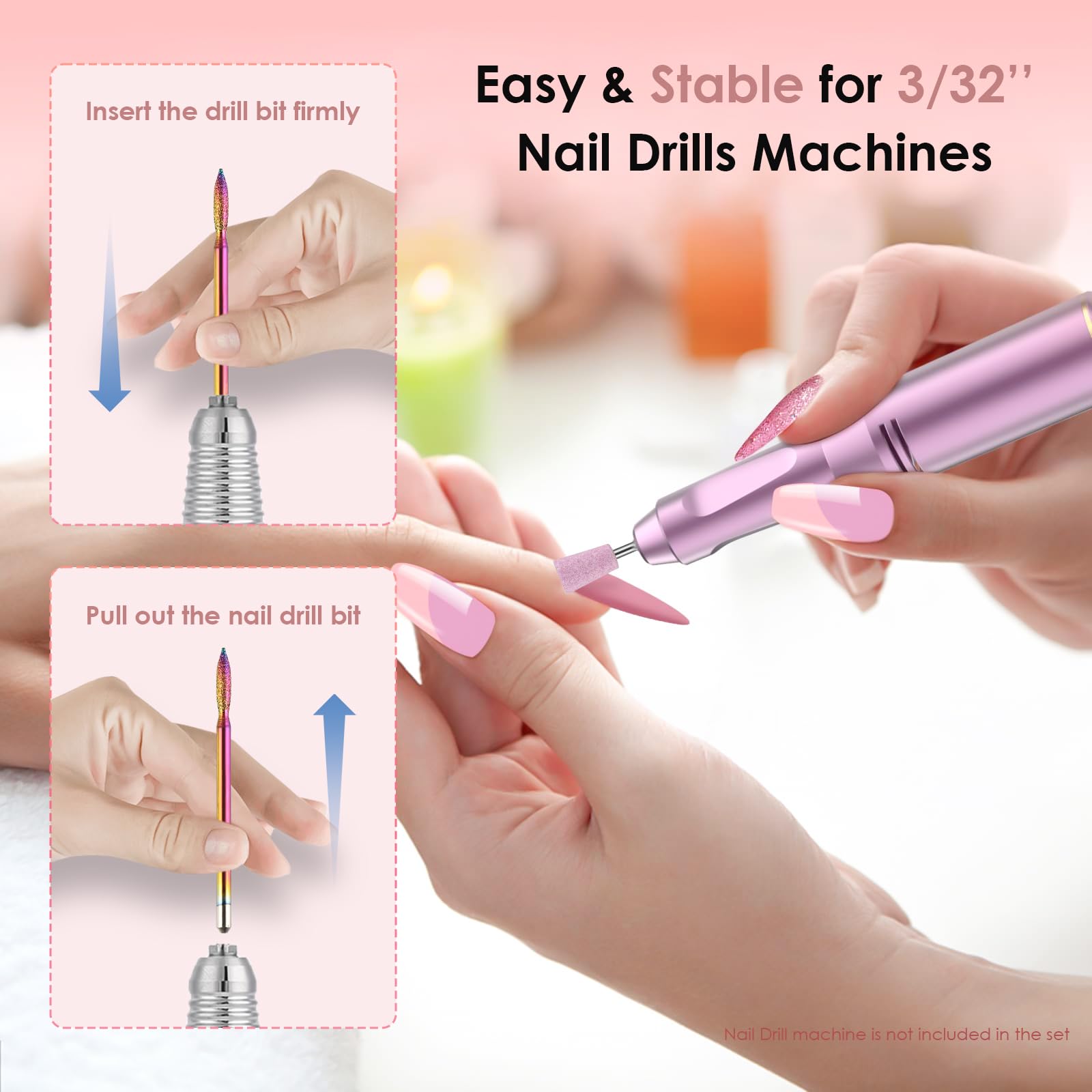 26PCS Professional Nail Drill Bits Set - 3/32 Inch Ceramic Safety Bits & Diamond Cuticle Efile Bits for Acrylic/Gel Nails | Manicure Pedicure Tools for Home Salon & Professional Use | Perfect for Nail Techs, DIY Nail Art & Salon Treatments