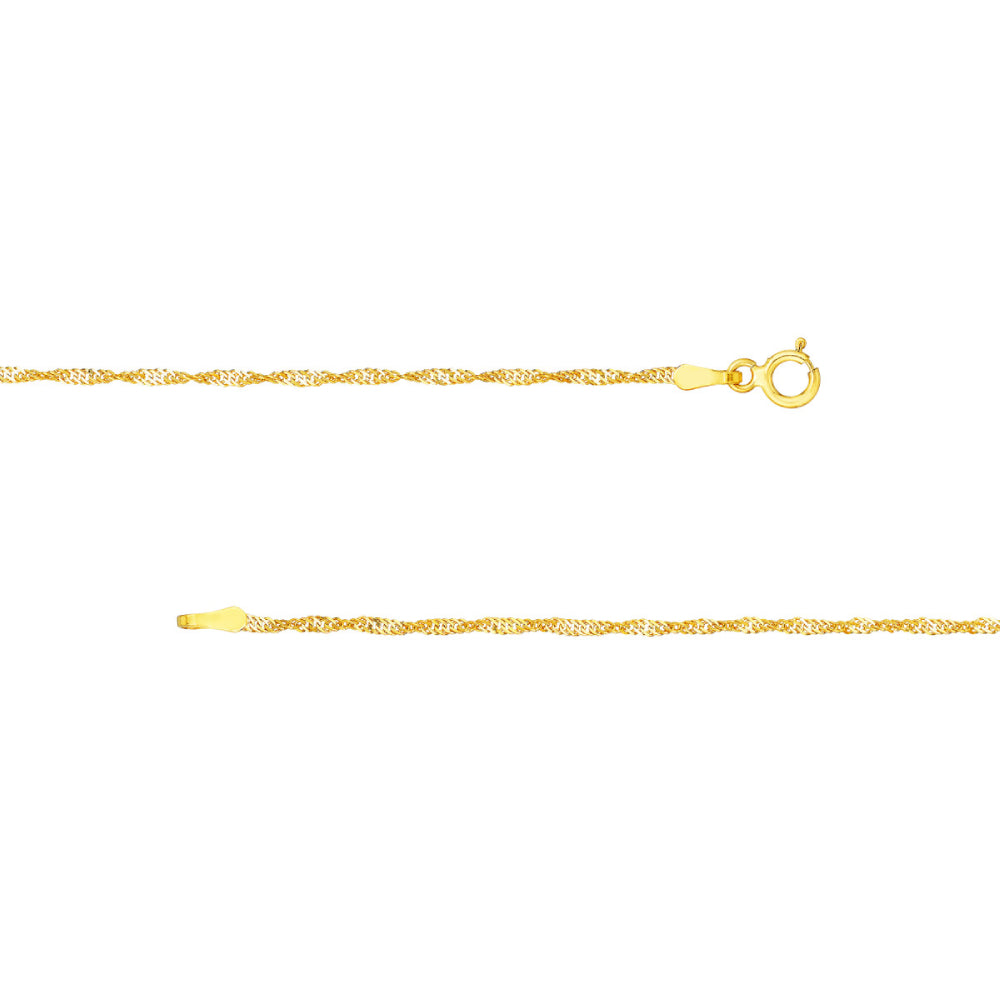 14K Gold Singapore Chain Necklace 18 Inch - Dainty Layered Necklace for Women, Gift for Her, Everyday Jewelry & Special Occasions