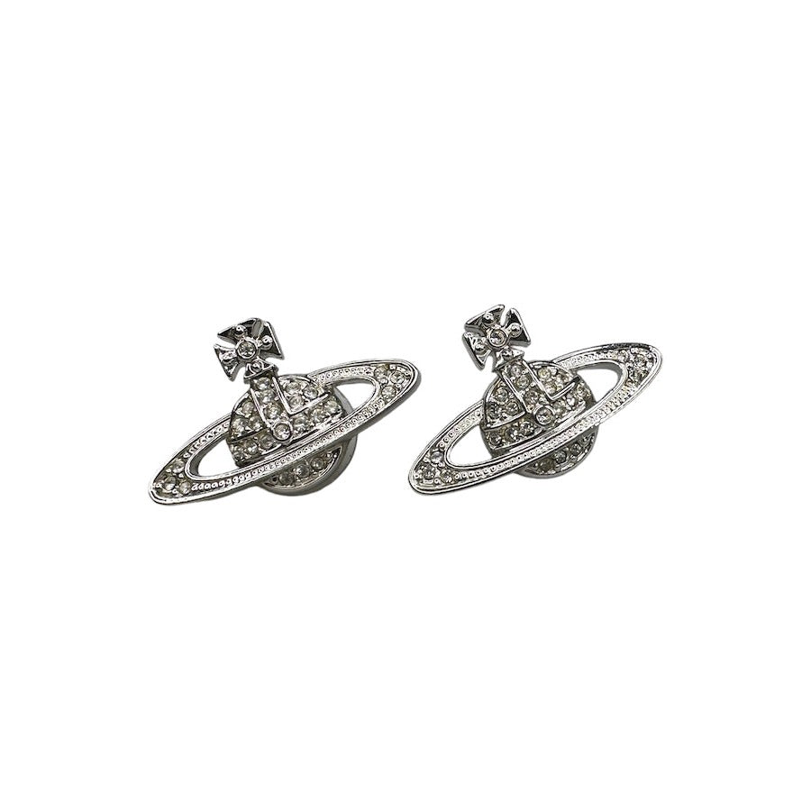 Vivienne Westwood Mayfair Bas Relief Earrings in Silver - Elegant Statement Jewelry for Women, Perfect for Parties, Weddings & Special Occasions