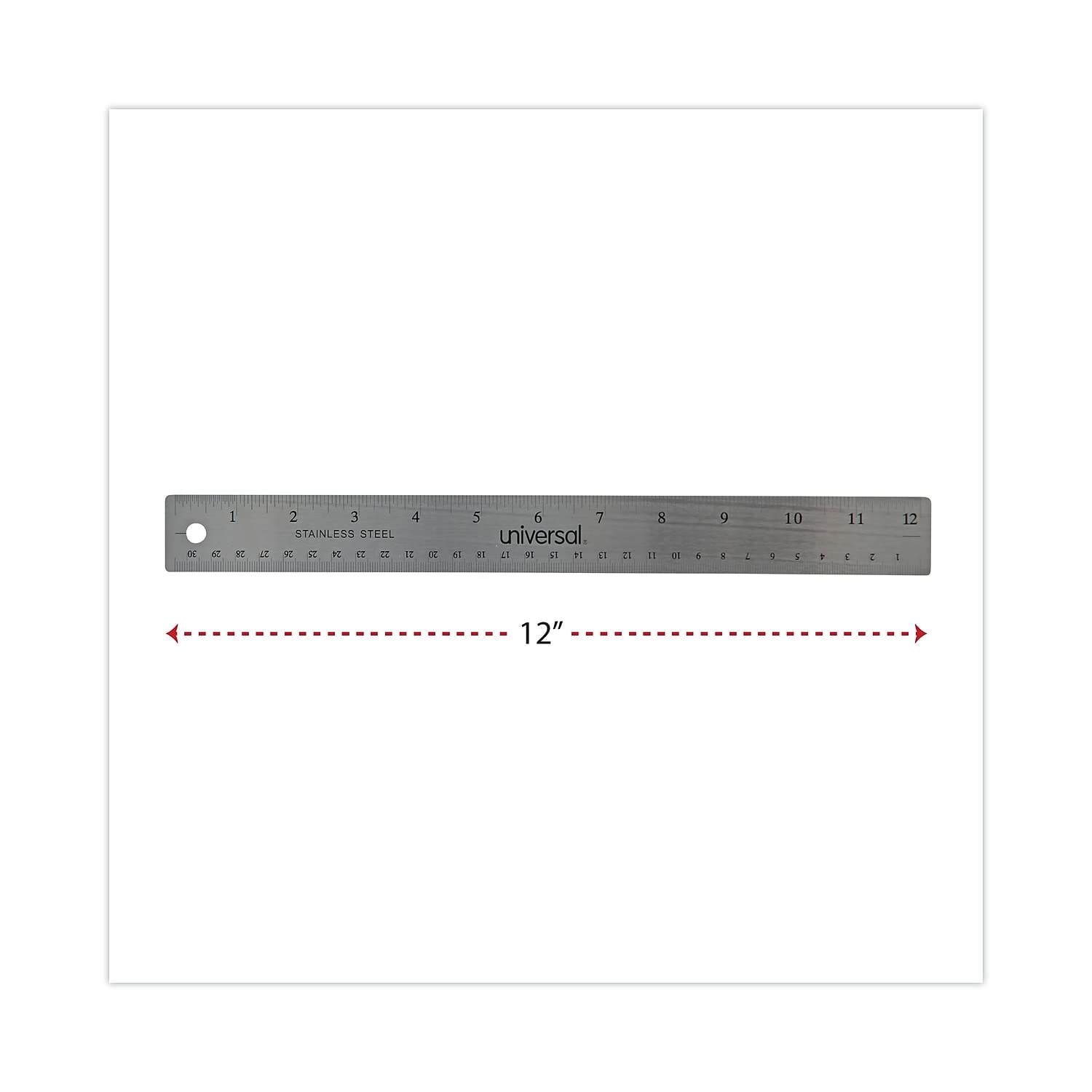 12 Inch Stainless Steel Ruler with Cork Back - Precision Measuring Tool for Office, School, and DIY Projects