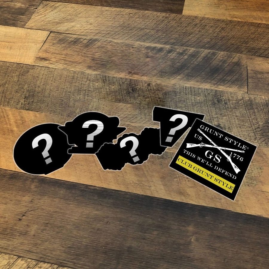 Grunt Style Mystery Club Stickers - 5 Pack - Perfect for Laptops, Water Bottles & Car Decals
