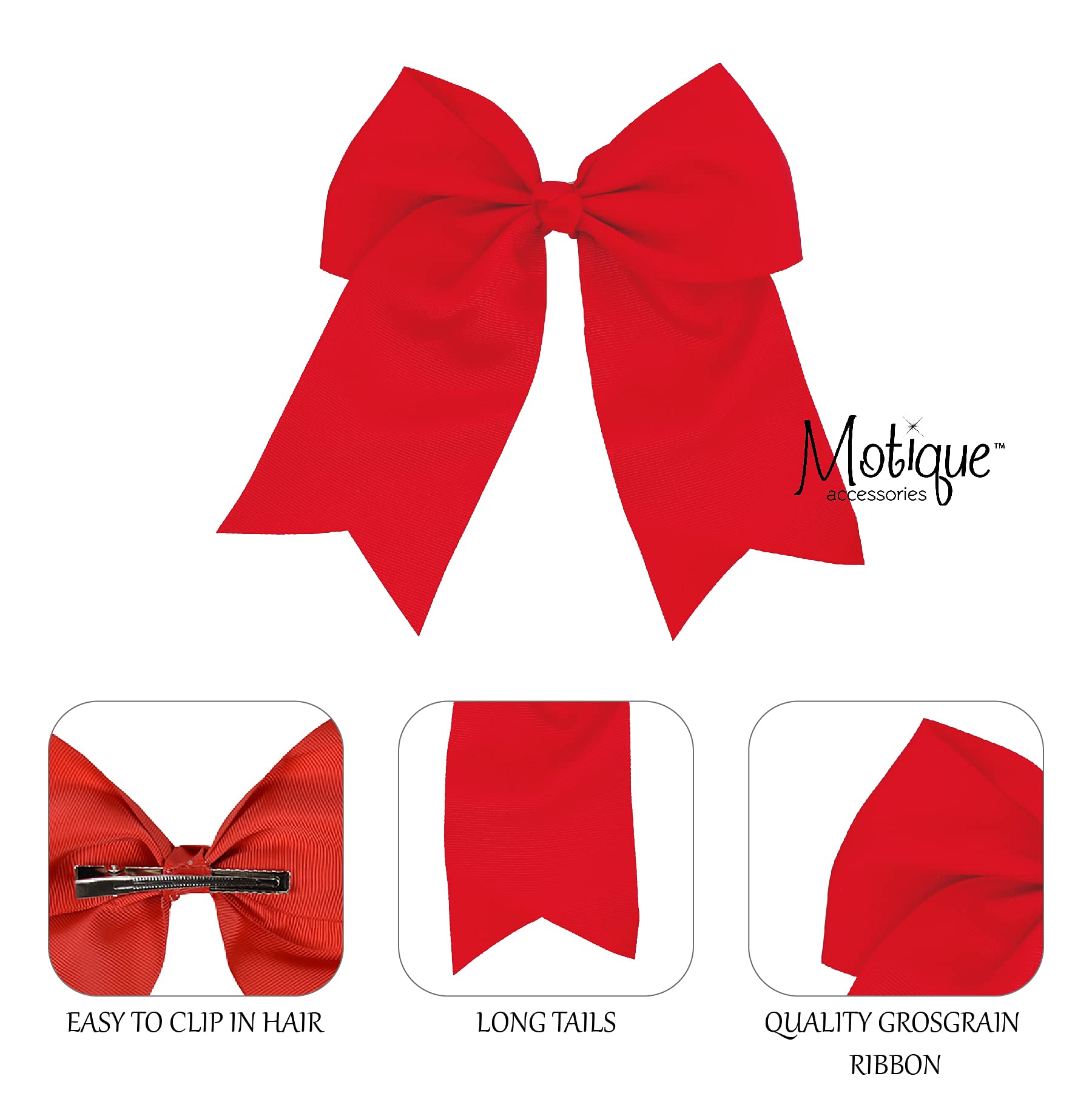 Red Jumbo Bow Clip with Tails - Perfect for Hair Accessories, Gift Bows, and Party Decorations