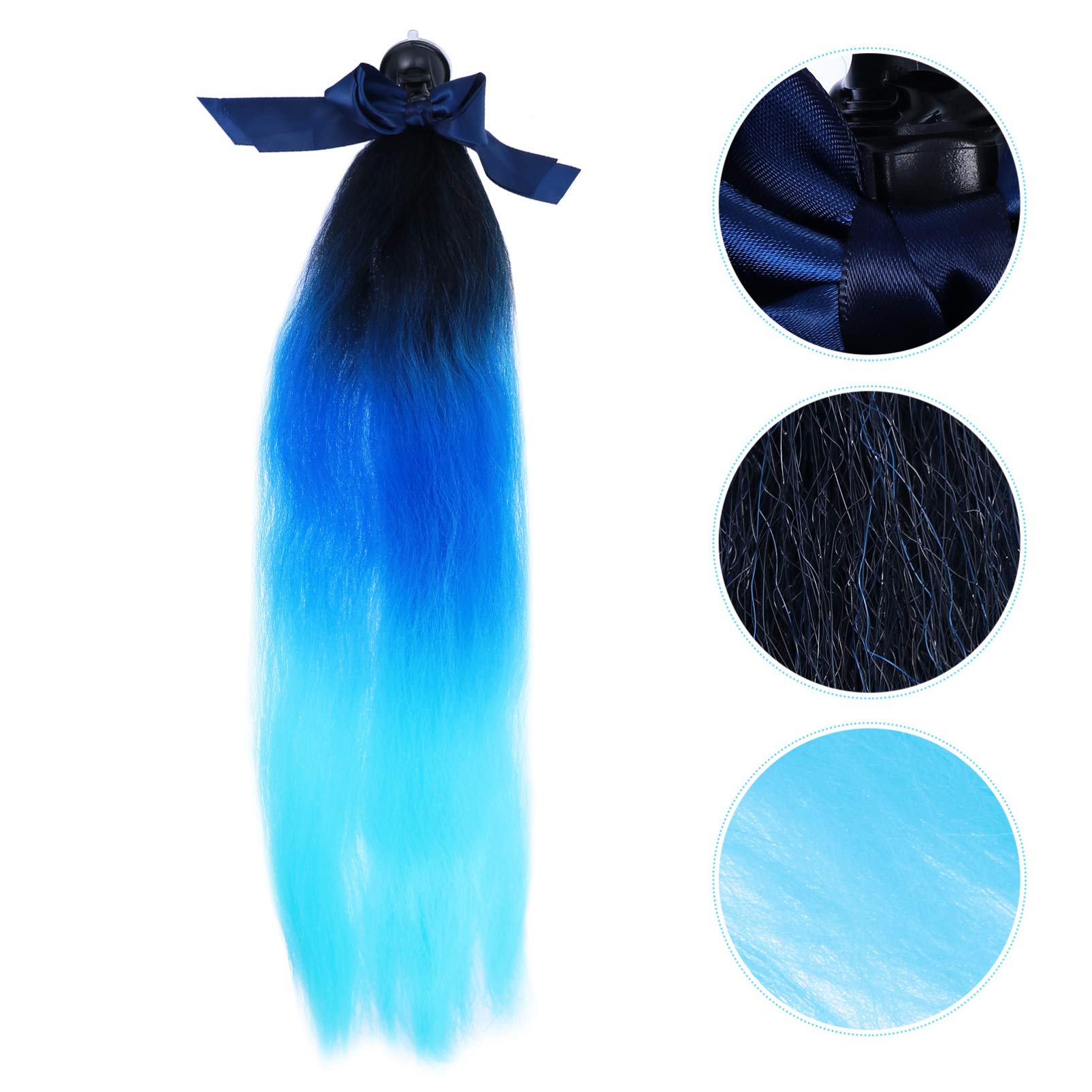 VORCOOL Motorcycle Helmet Hair Pigtails - Black & Yellow Ponytail Wigs with Suction Cup for Bike Helmets | Perfect for Motorcycle Riders, Cosplay & Costume Parties