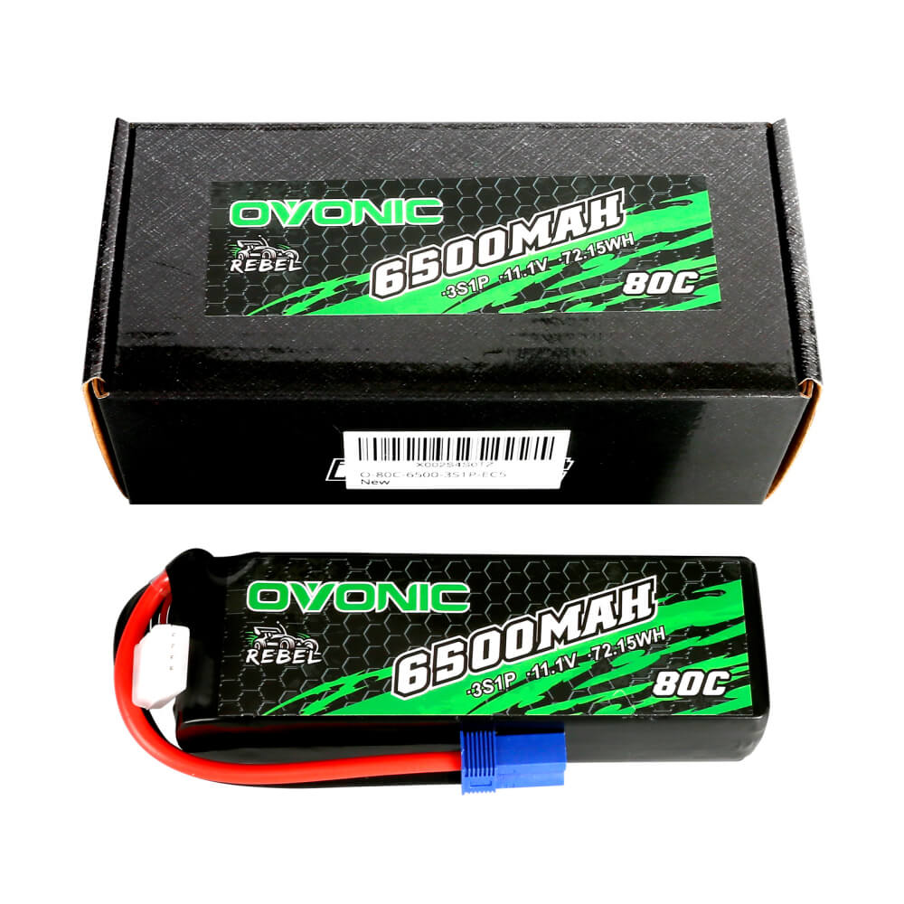 Ovonic Rebel 80C 3S 6500mAh 11.1V LiPo Battery with EC5 Plug - High Performance RC Battery for ARRMA 6S FELONY, MOJAVE - Perfect for RC Cars, Trucks, and Off-Road Racing