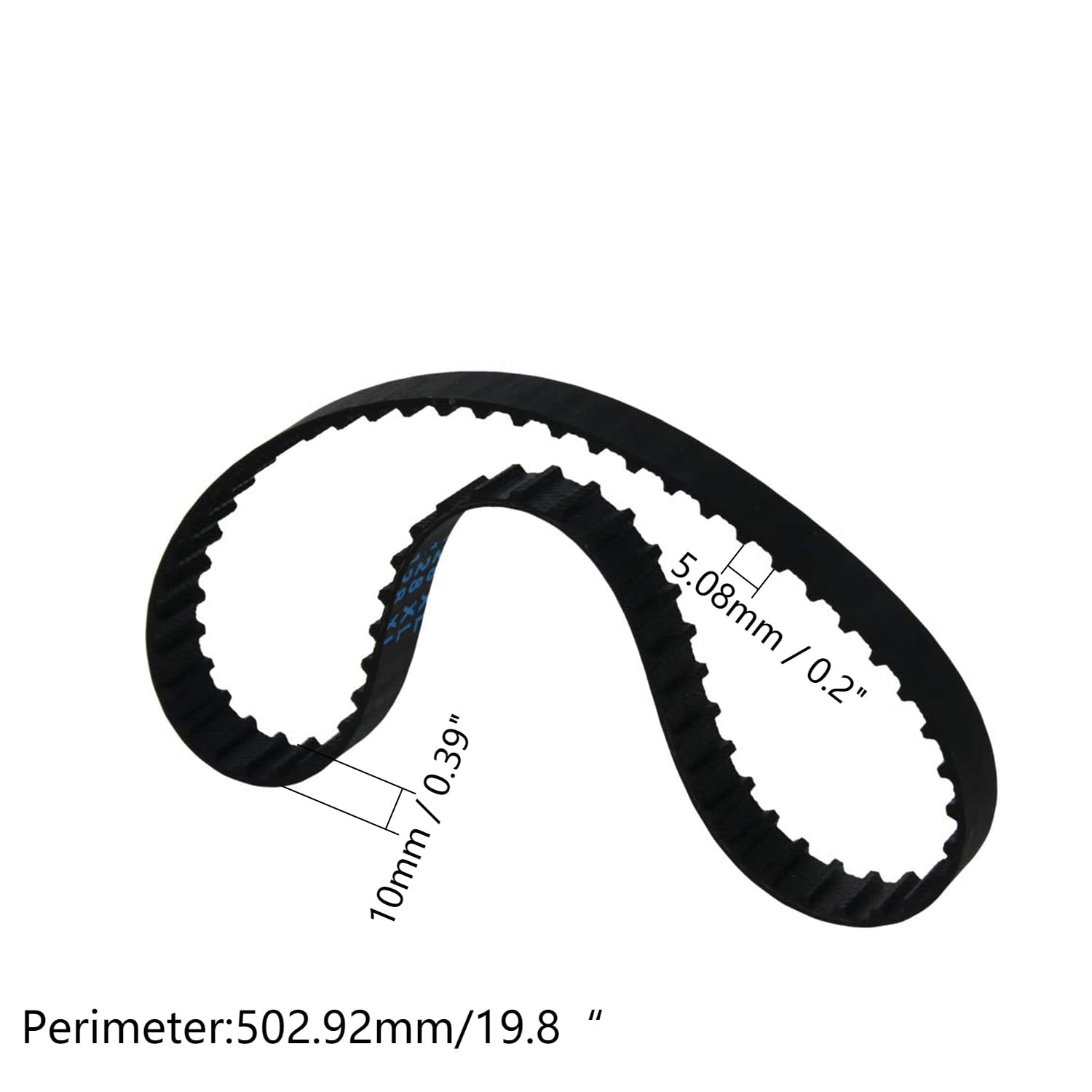 Jutagoss 198XL Timing Belt - 502.92mm Perimeter, 10mm Width, 5.08mm Pitch, 99 Teeth - Cogged Rubber Belt for Industrial Machinery, 3D Printers & CNC Machines
