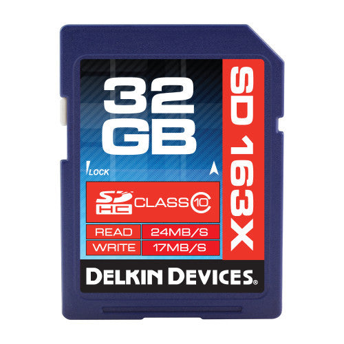 Delkin 32GB SDHC 163X Class 10 UHS-I Memory Card - High Speed for DSLR Cameras, Digital Cameras & Video Recording