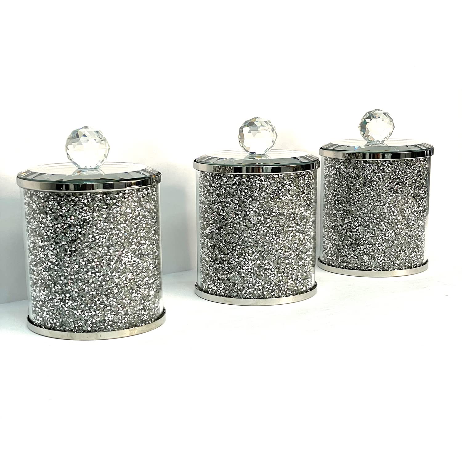 Premium 3-Piece Glass Canister Set with Airtight Lids - Kitchen Pantry Organization for Flour, Sugar, Coffee - Perfect for Baking, Cooking & Home Storage - Elegant Gift Box Included