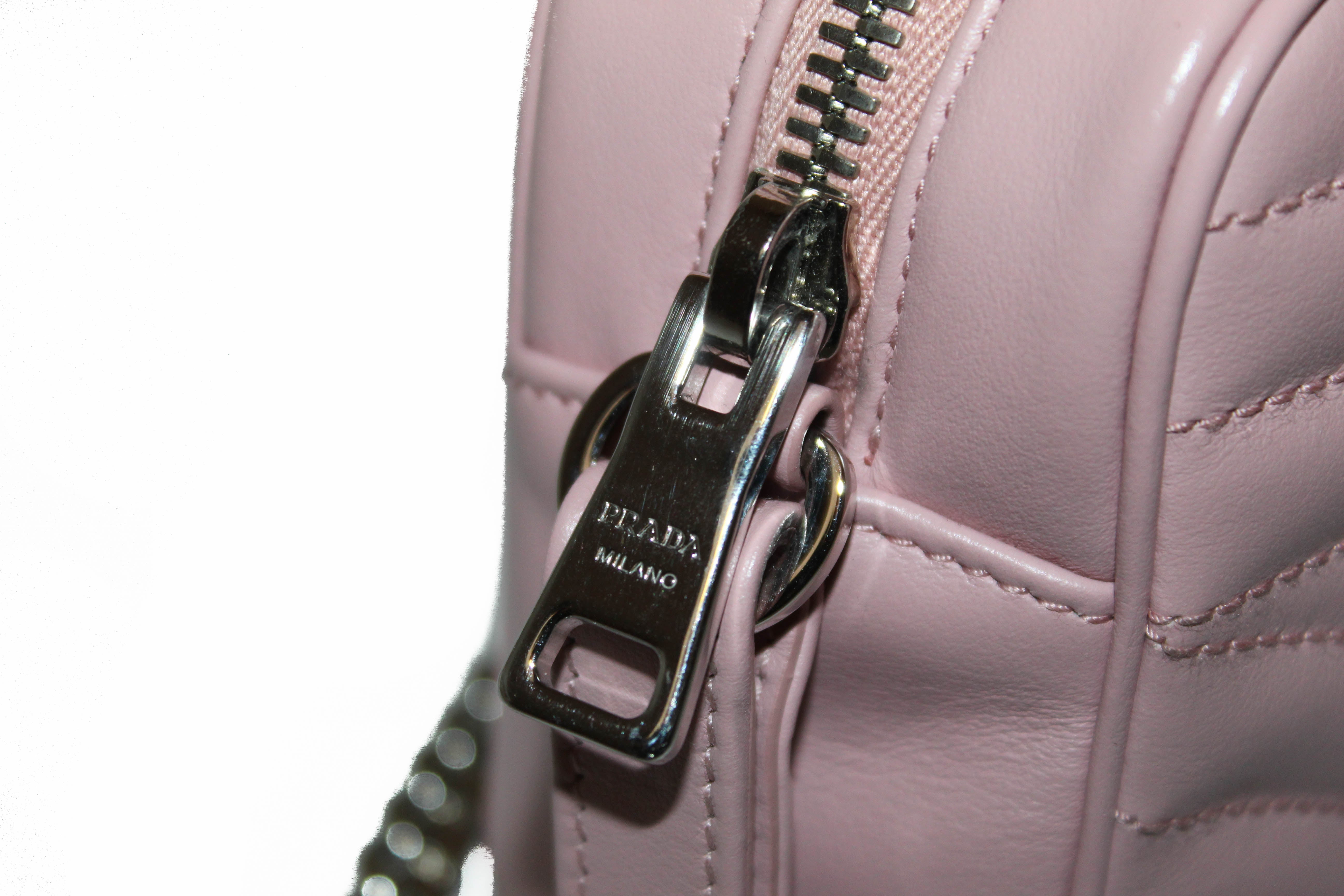 Authentic Prada Camera Diagramme Mini Pink Quilted Crossbody Bag for Women | Luxury Designer Handbag | Perfect for Date Night, Parties & Everyday Use