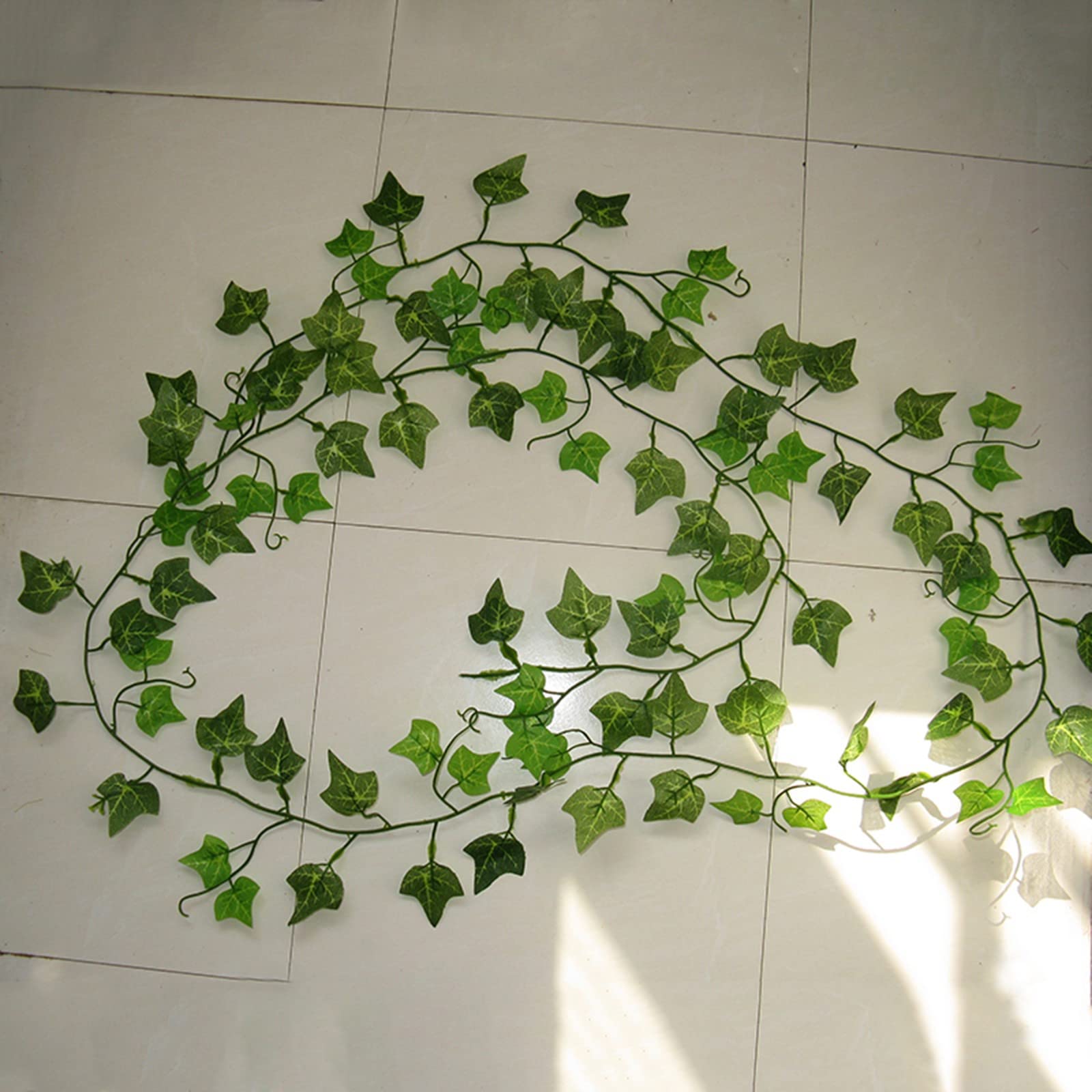 2.4M Artificial Ivy Garland - Green Leaf Vine Fake Foliage Flowers for Home Decor, Wedding, Party & Garden - Plastic Rattan String Hanging Plants
