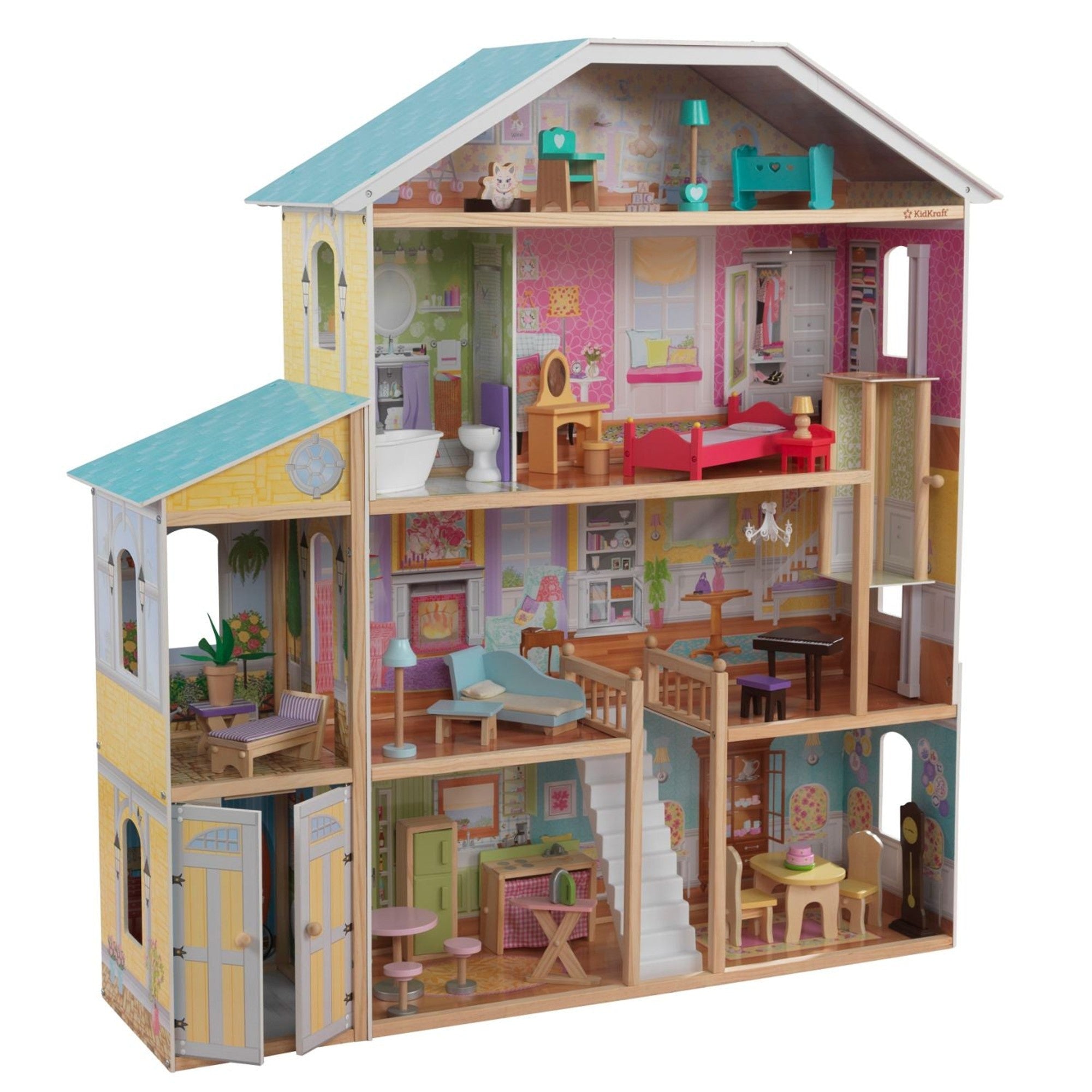KidKraft Majestic Mansion Dollhouse - Large Wooden Doll House with Furniture for Kids | Perfect for Pretend Play, Gift for Girls & Boys, Birthday & Christmas Present | Indoor Playroom & Bedroom Decor
