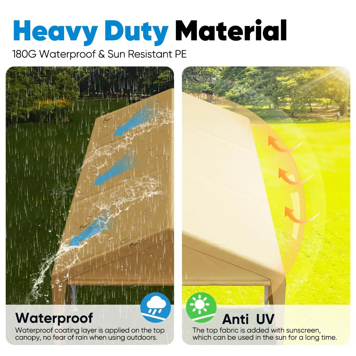 20' x 10' Heavy Duty Car Shelter with Clear Windows - Waterproof Outdoor Vehicle Cover for Cars, Trucks, SUVs - Perfect for Home Garage, Driveway & RV Storage Protection