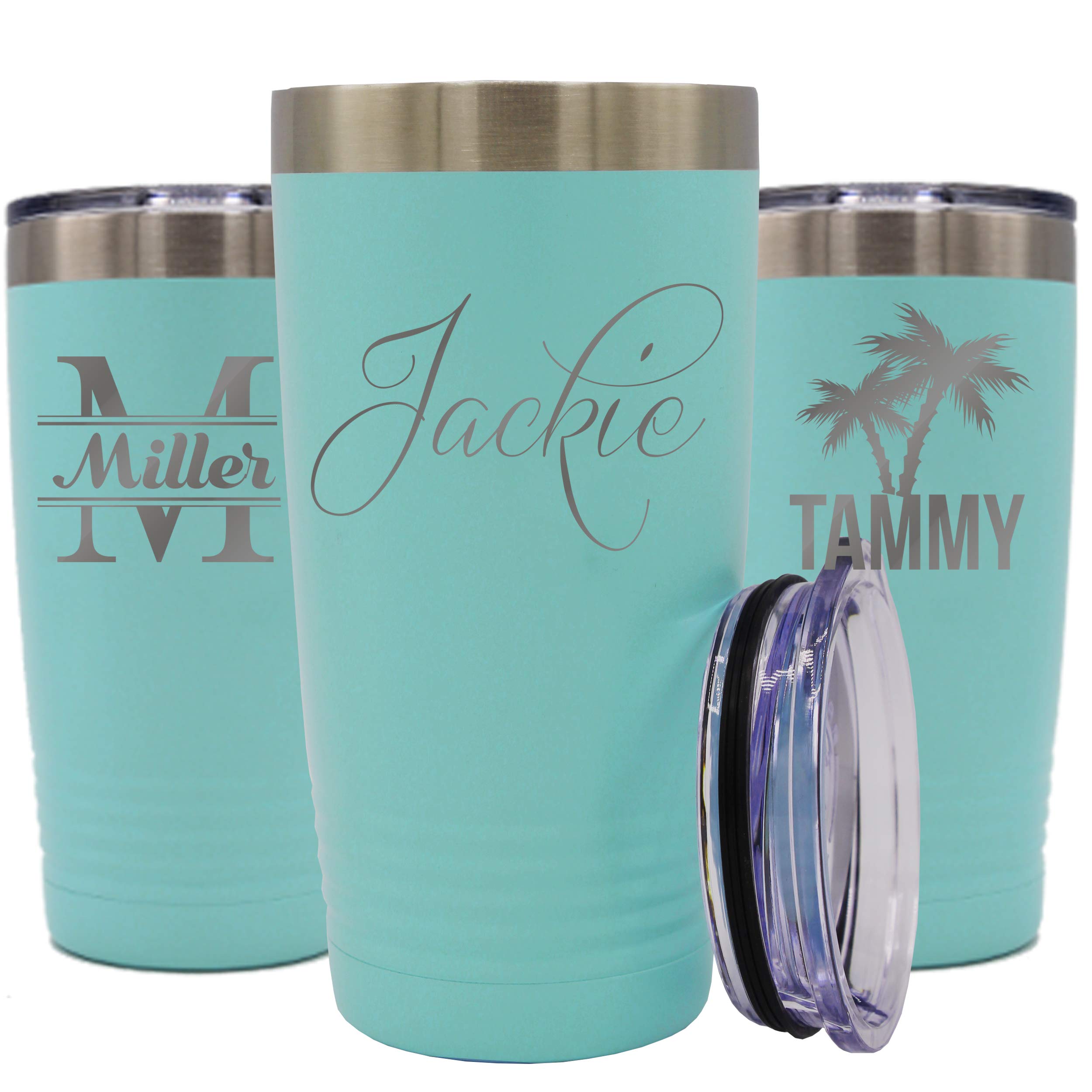 Personalized Stainless Steel Travel Tumbler 20oz - Custom Engraved Vacuum Insulated Double Wall Mug with Name - Teal Blue - Perfect for Office, Gym & Outdoor Adventures