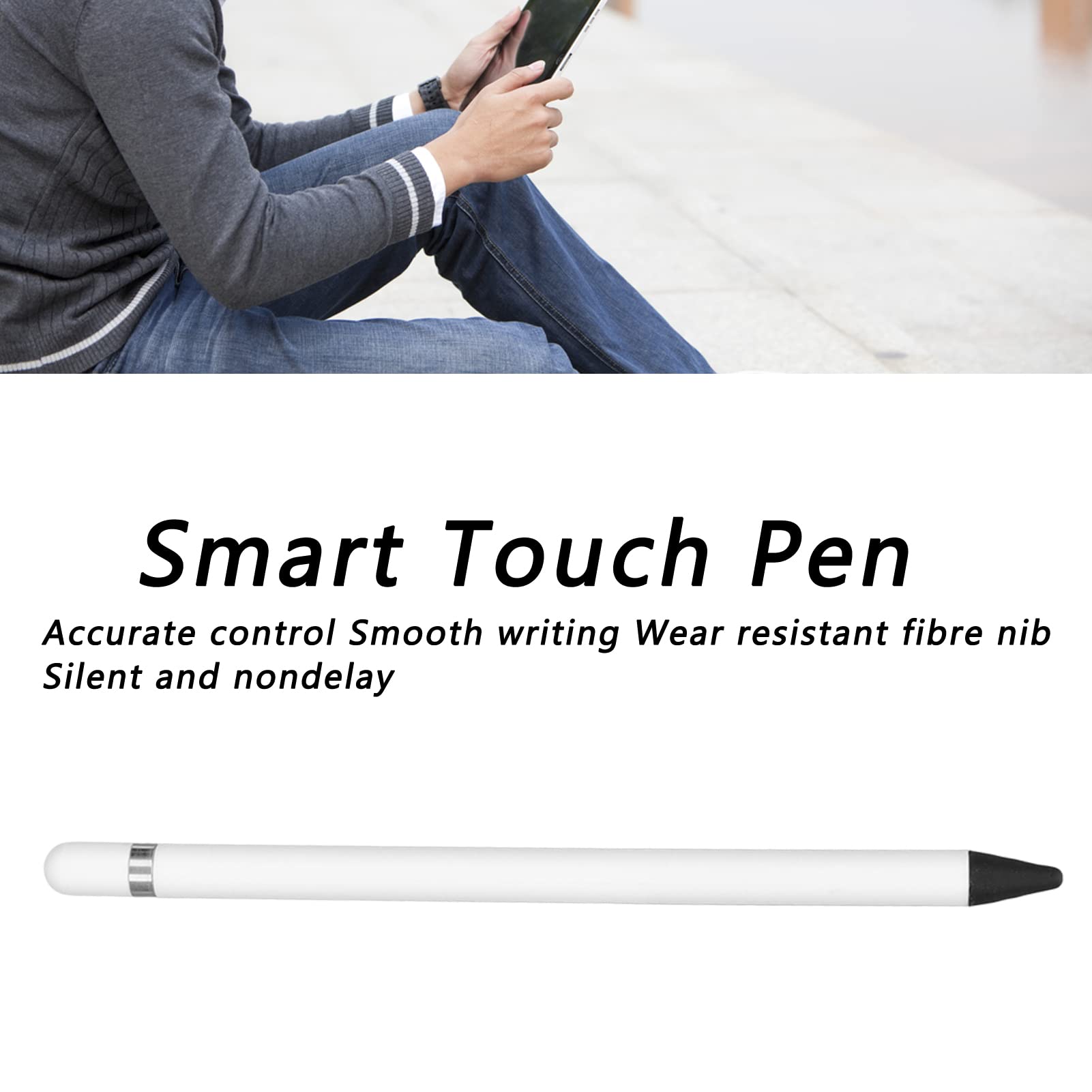 High Sensitivity Capacitive Stylus Pen for Touch Screens - Smooth Writing Tablet Stylus Compatible with iOS & Android Devices (No Charging Needed, White) - Perfect for Note-Taking, Drawing & Digital Signatures