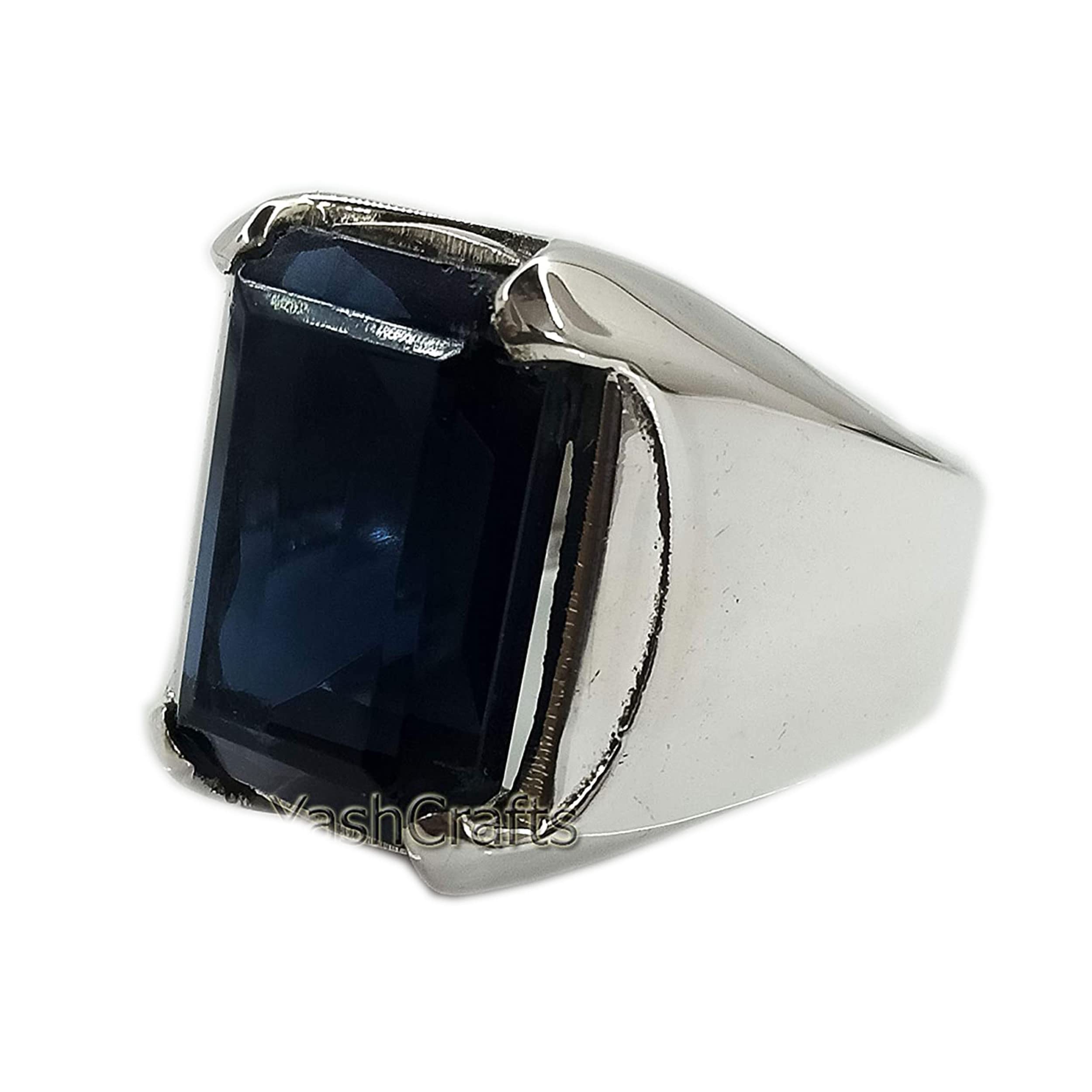 Hydro Blue Sapphire Ring for Men - 925 Sterling Silver Statement Ring | Engagement, Wedding & Anniversary Ring | Hydro Gemstone Jewelry Gift for Him - Perfect for Christmas, Proposals & Special Occasions
