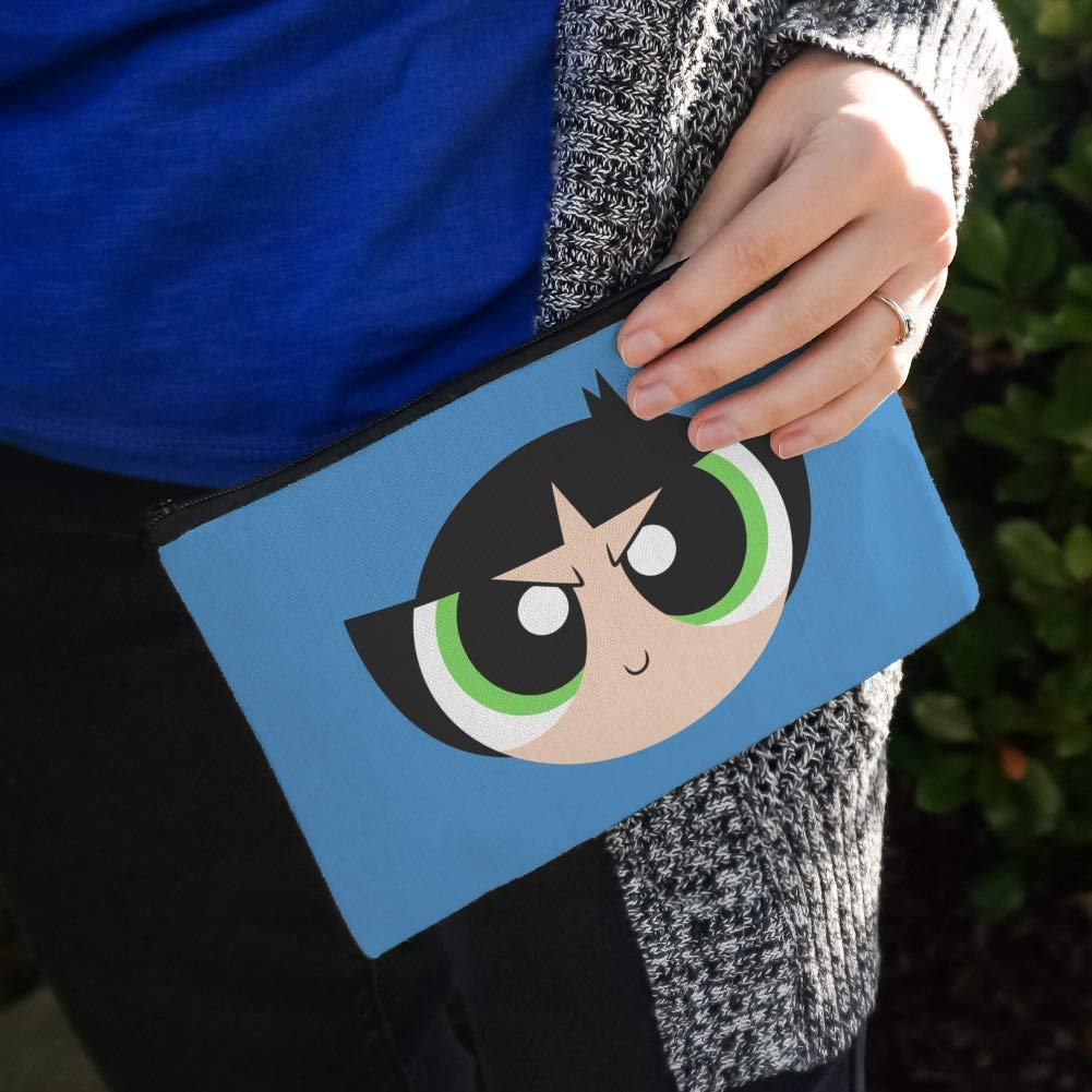 Powerpuff Girls Buttercup Cosmetic Bag - Blue Cartoon Pattern Makeup Organizer Pouch with Zipper for Travel, Gym & Daily Use - One Size