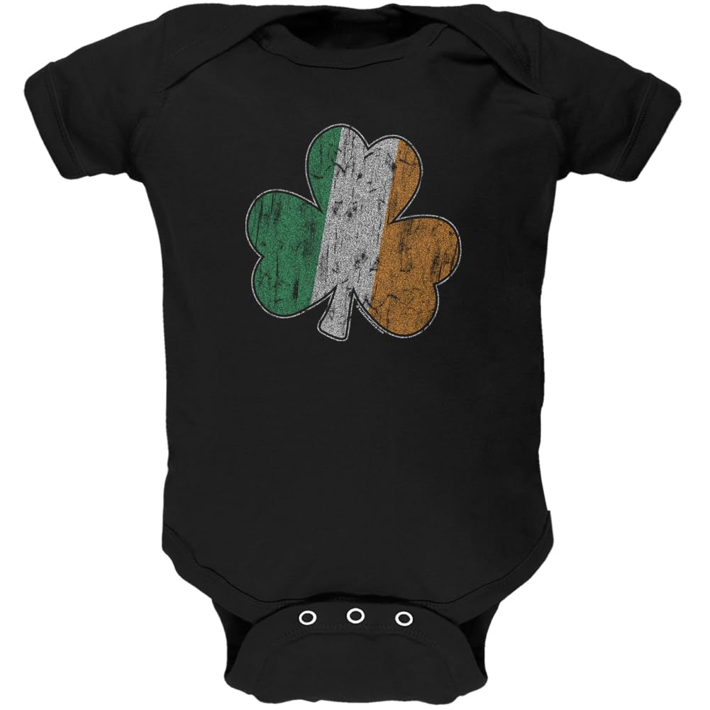 Old Glory St. Patrick's Day Shamrock Flag Soft Baby Bodysuit - Green Irish Outfit for Infants | Perfect for St. Patrick's Day Celebrations & Irish-Themed Parties
