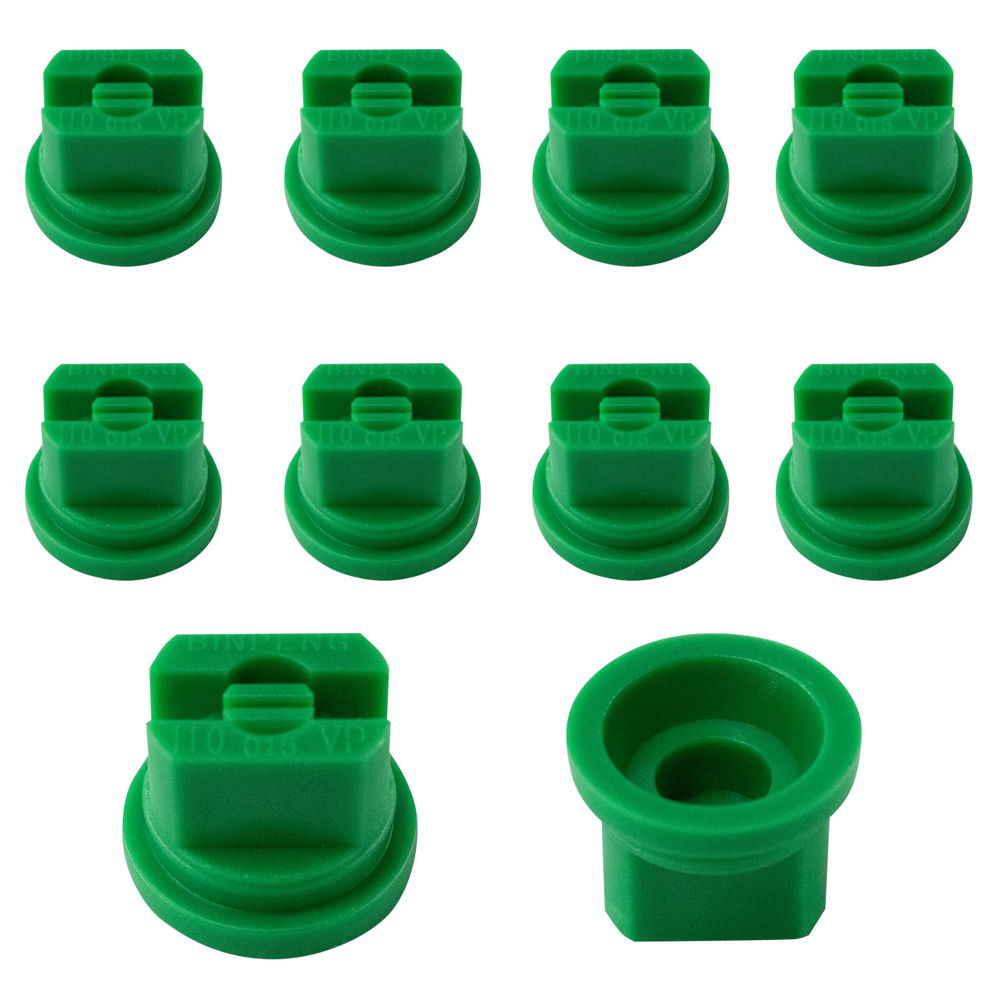 10-Pack 110° Flat Fan Spray Nozzles - 0.15mm Orifice Plastic Spray Tips for Agriculture, Cleaning, Cooling & Gardening | Perfect for Irrigation Systems, Pressure Washers, Greenhouse Misting & Industrial Applications