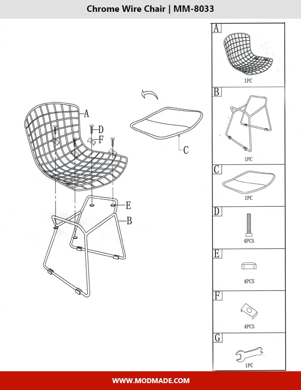 ModMade Modern Mesh Chrome Metal Dining Chair in White - Stylish & Comfortable for Kitchen, Dining Room, Office or Outdoor Use