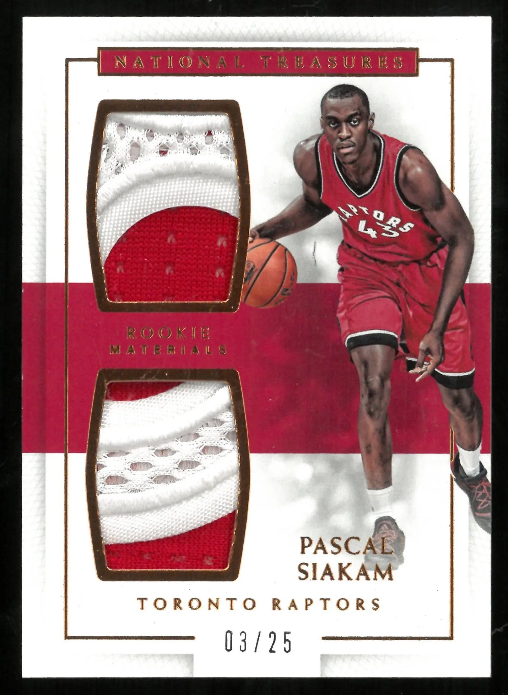 2016-17 Panini National Treasures Pascal Siakam Rookie Card Bronze Dual Patches /25 - NBA Basketball Collectible for Fans & Investors