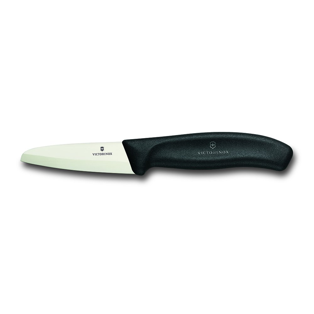 Victorinox Ceramic Paring Knife with Gift Box - Ultra Sharp White & Black Kitchen Knife for Peeling, Slicing, and Precision Cutting - Perfect for Fruits, Vegetables, and Small Food Prep