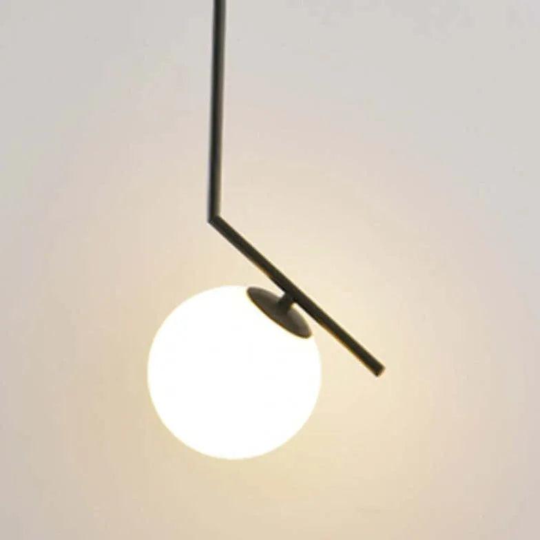 Modern White Glass Ball Single Head Pendant Light - Elegant Ceiling Lighting Fixture for Bedroom, Living Room & Dining Room Decor