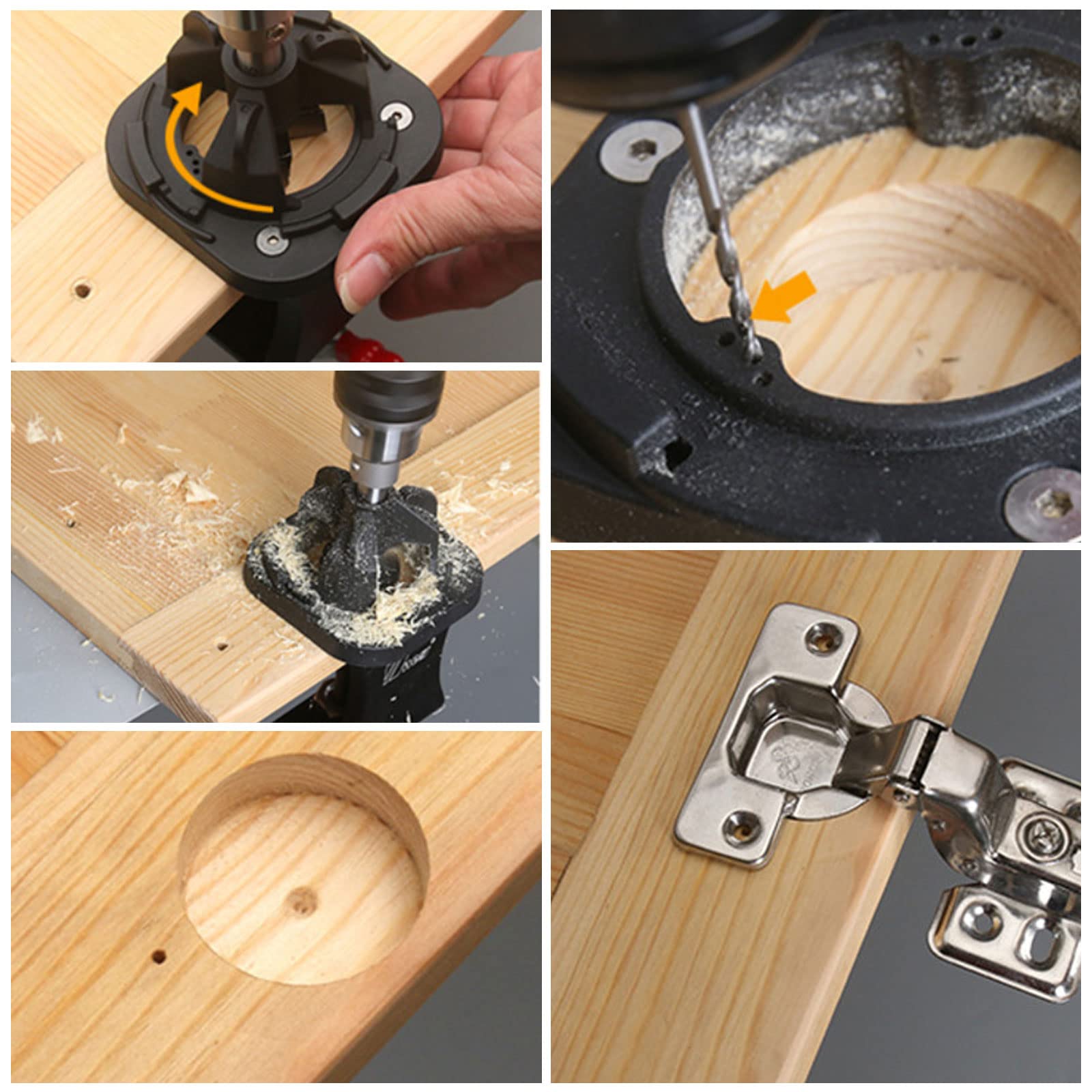 35mm Adjustable Concealed Hinge Jig with Clamp - Precision Woodworking Tool for Cabinet Door Hinges | Drilling Guide & Hole Locator | Perfect for Cabinet Installation, Furniture Making & DIY Home Projects