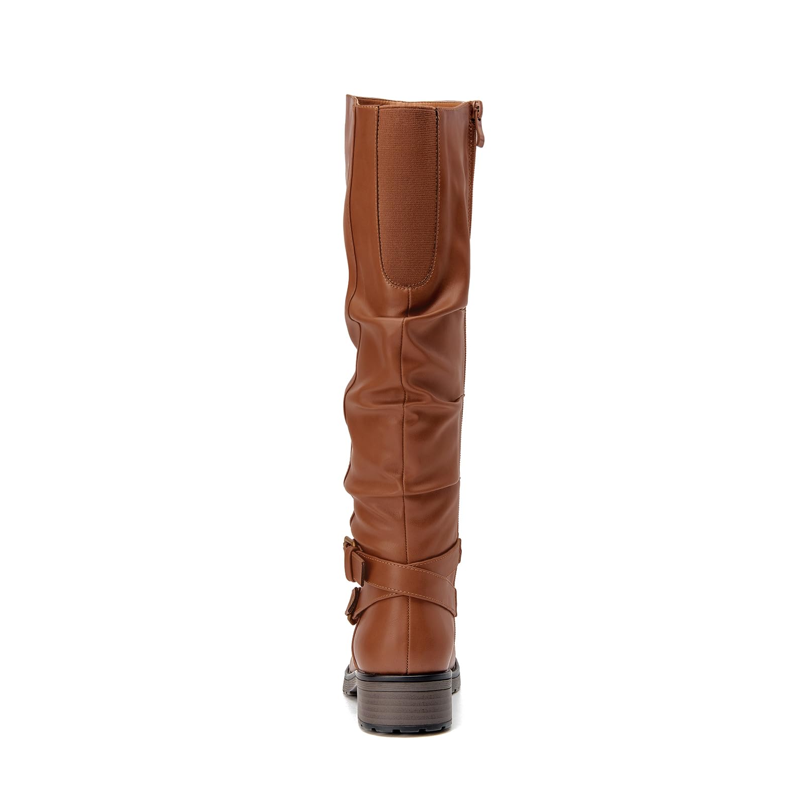 SelenePair Women's Fashion Knee High Boots - Flat Low Heel Slouchy Riding Boots with Side Zip & Adjustable Buckles | Perfect for Casual Outfits, Workwear & Winter Fashion