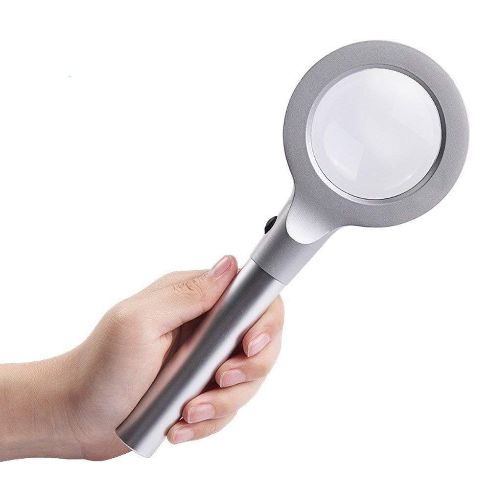 55X Magnifying Glass with 2 LED Lights - Handheld Microscope for Reading, Biology Observation & Counterfeit Detection - Ideal for Students, Seniors & Hobbyists (Perfect for Book Reading, Coin Collecting & Jewelry Inspection)