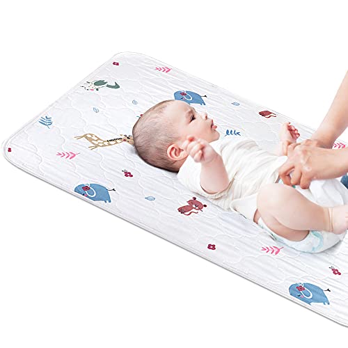 Waterproof Baby Changing Pad - Portable Travel Changing Mat for Infants & Toddlers, Soft Cotton Muslin Cover Liner (27