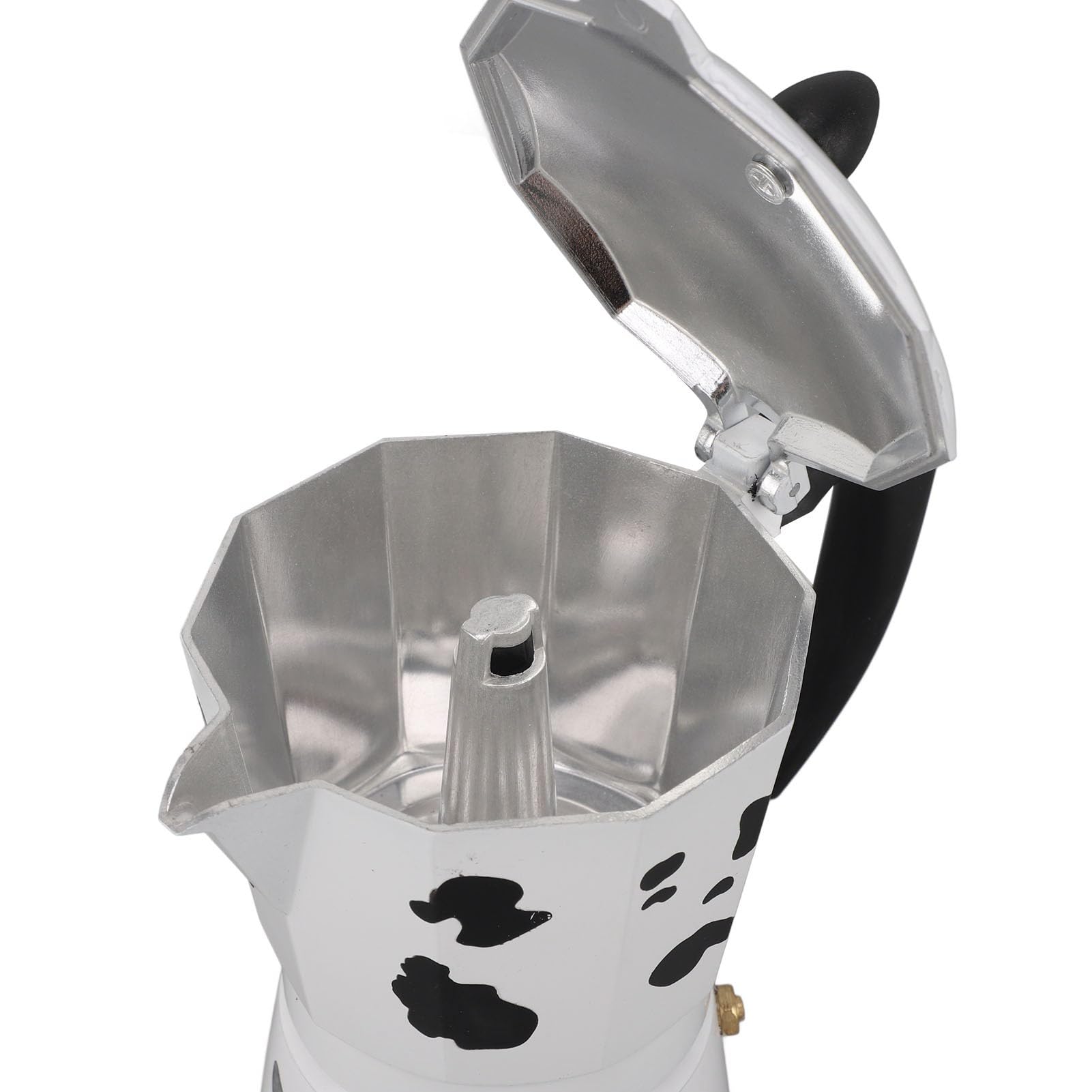 Fockety Stovetop Espresso Maker - 6 Cup Aluminum Moka Pot with Cow Print Design, Portable Italian Coffee Maker for Home, Cafe, Camping & Travel - Perfect for Outdoor Adventures and Italian-Style Coffee Brewing