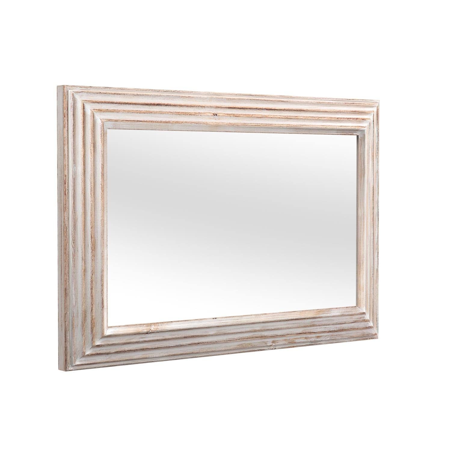 Prichard White Wood Frame Wall Mirror - Elegant Home Decor for Living Room, Bedroom & Entryway