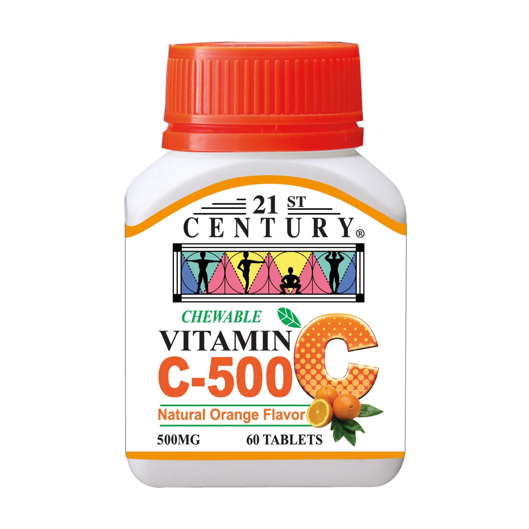 21ST CENTURY Chewable Vitamin C 500mg - 60 Vegetarian Tablets for Immune Support & Antioxidant Benefits - Perfect for Daily Health & On-the-Go Wellness