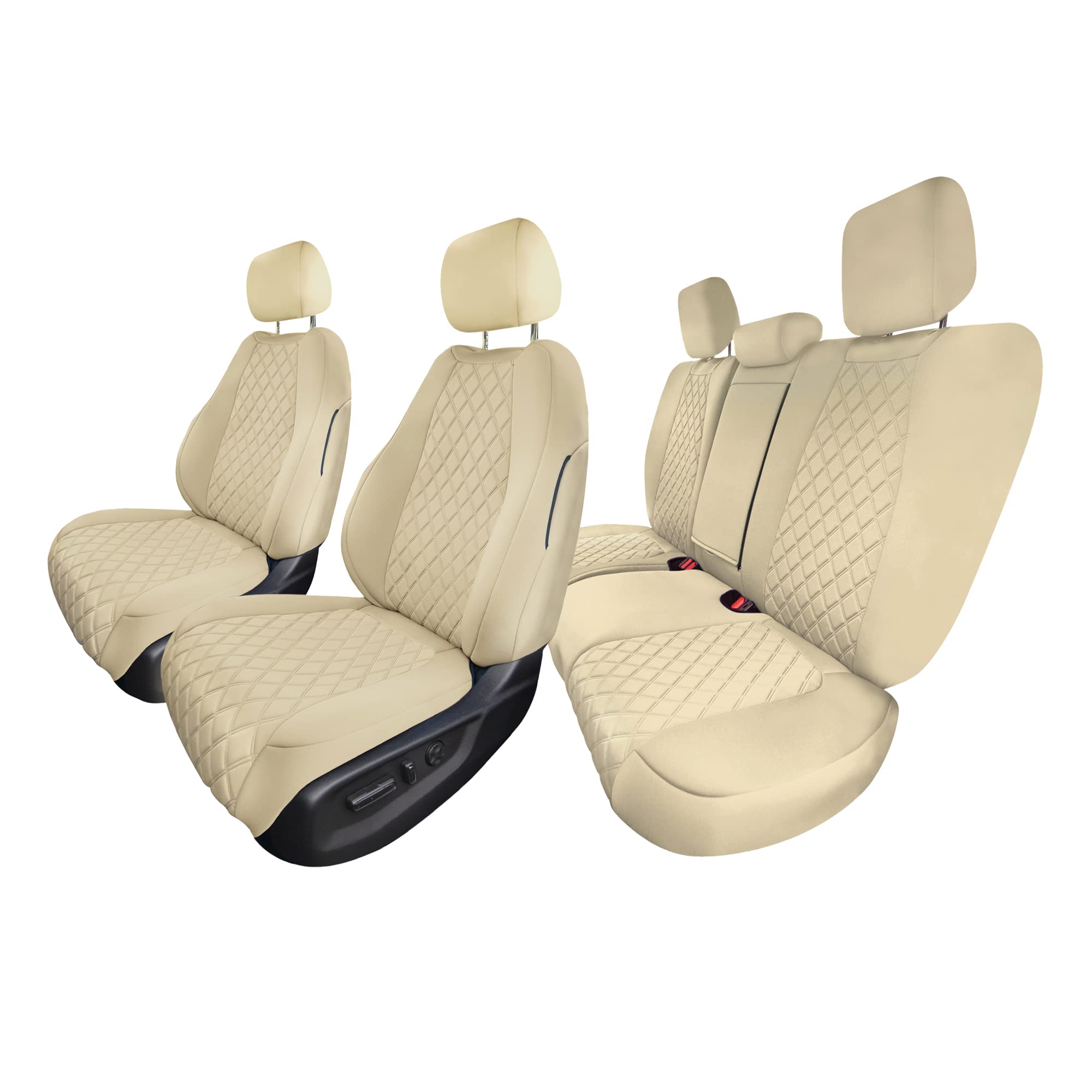 Custom Fit Neoprene Seat Covers for Honda CR-V LX/EX/EX-L (2017-2022) - Waterproof Neosupreme Full Set in Solid Beige | Perfect for Road Trips, Daily Commutes & Pet Protection