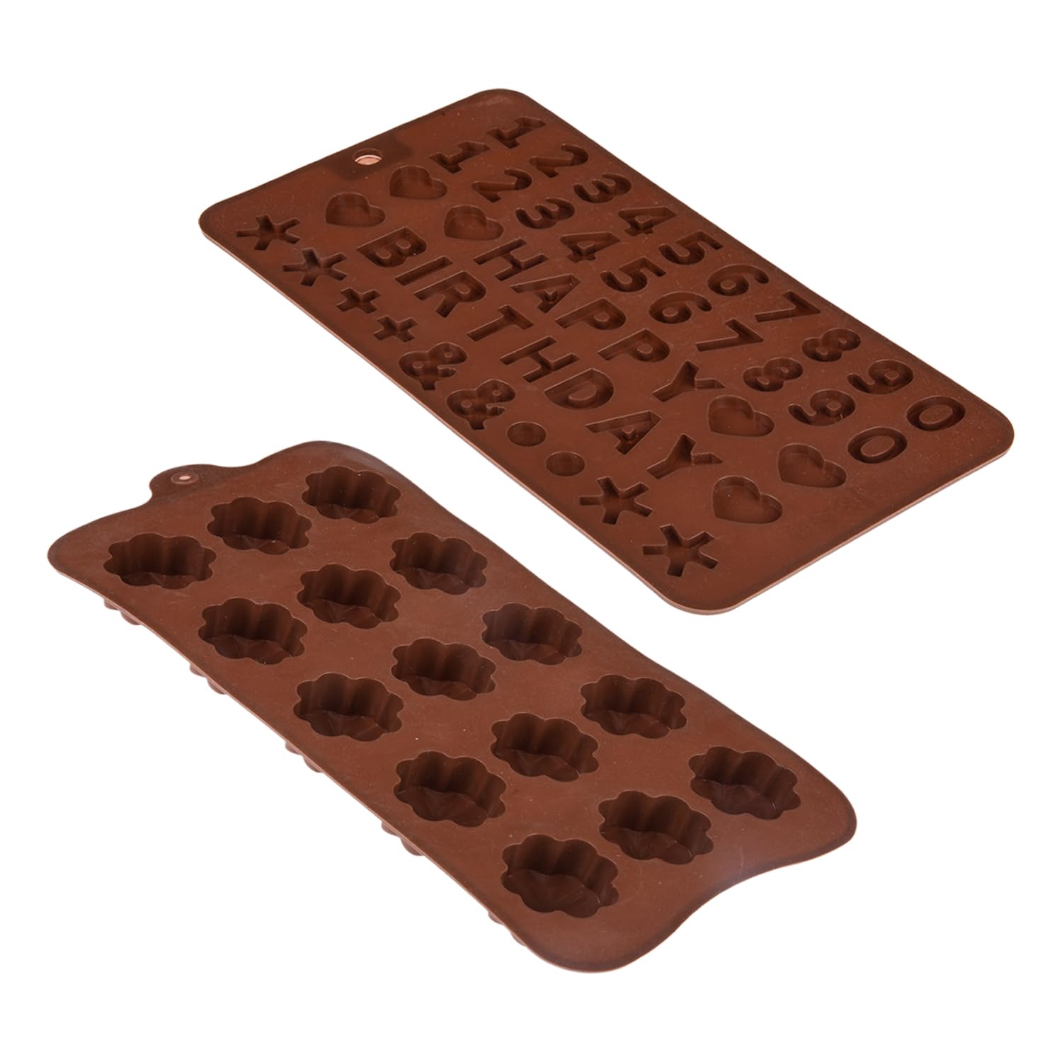 Kuber Industries Silicone Chocolate & Cookie Molds - Non-Stick Baking Tray for Cakes, Candies, Cookies | 2-Pack Brown Candy Making Molds | Perfect for Holiday Baking, Birthday Parties & DIY Desserts