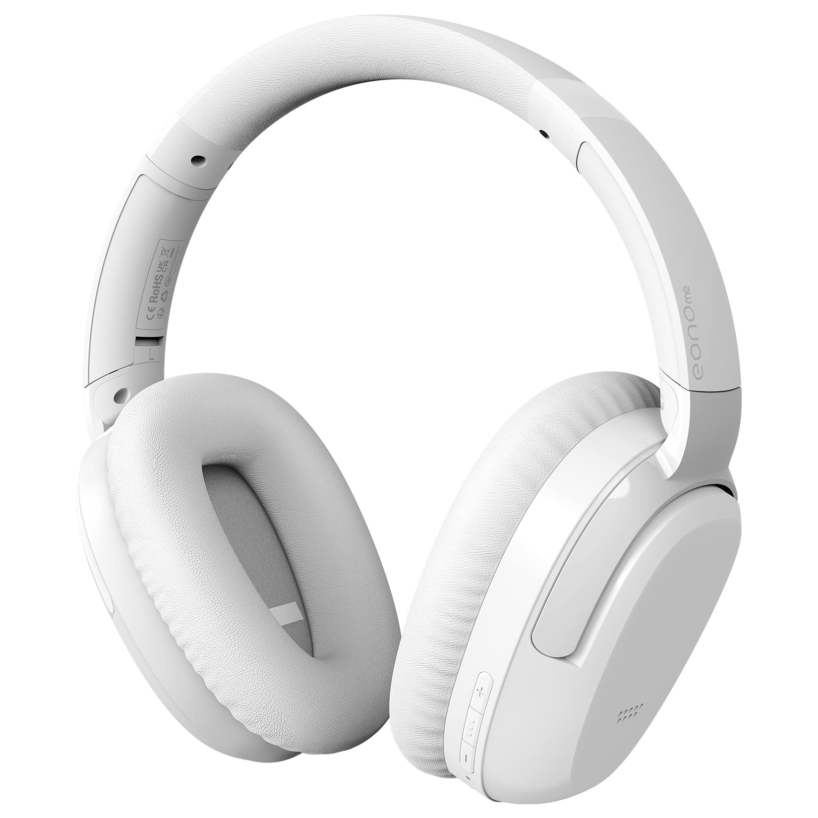 Eonome Active Noise Cancelling Headphones S3 - Wireless Over-Ear Bluetooth Headphones with Mic, Hybrid ANC, 40H Playtime, Multiple Modes, Comfortable Protein Earcups (White) - Perfect for Travel, Work & Gaming