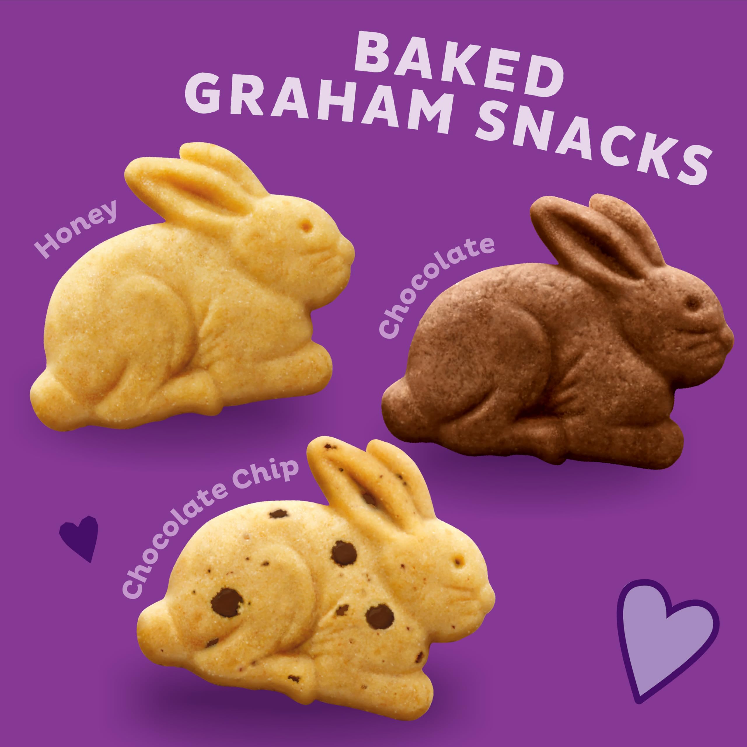 Annie's Organic Bunny Grahams Snacks - Chocolate Chip, Chocolate & Honey Flavors, 12 Pouches (12 oz Each), Pack of 4 | Healthy Baked Graham Crackers for Kids Lunch, School Snacks & On-the-Go Treats