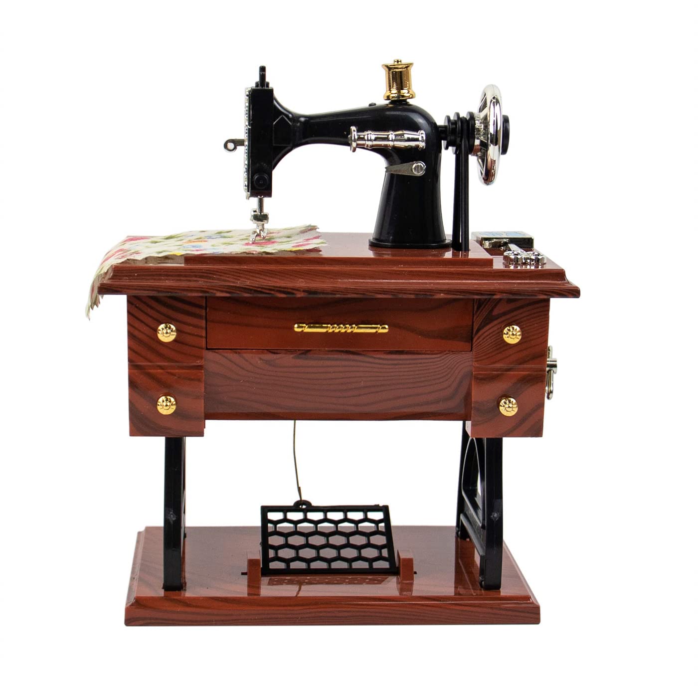 Vintage Wood Mini Sewing Machine Music Box - Retro Clockwork Tabletop Decor, Hand-Cranked Musical Gift for Sewing Lovers (Big Size) | Perfect for Home Decor, Birthday Presents & Collector's Display
